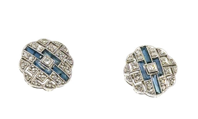 Art Deco .50ct Diamond PT 4.10gr Stud Earrings (Antique 1920s)