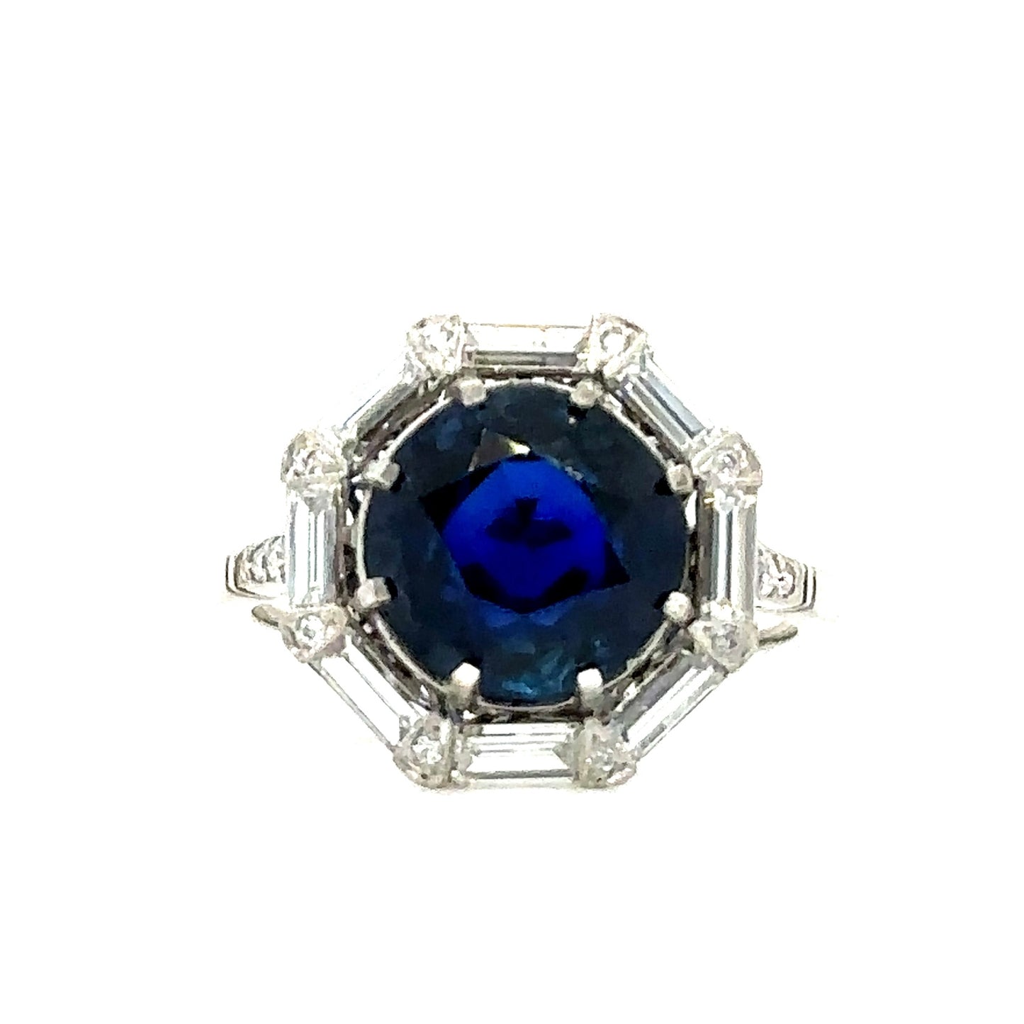 PT 5.20gr Ring Handmade Ethiopian Heated Sapphire- 4.37cts. Diamond- 1ct. Gia