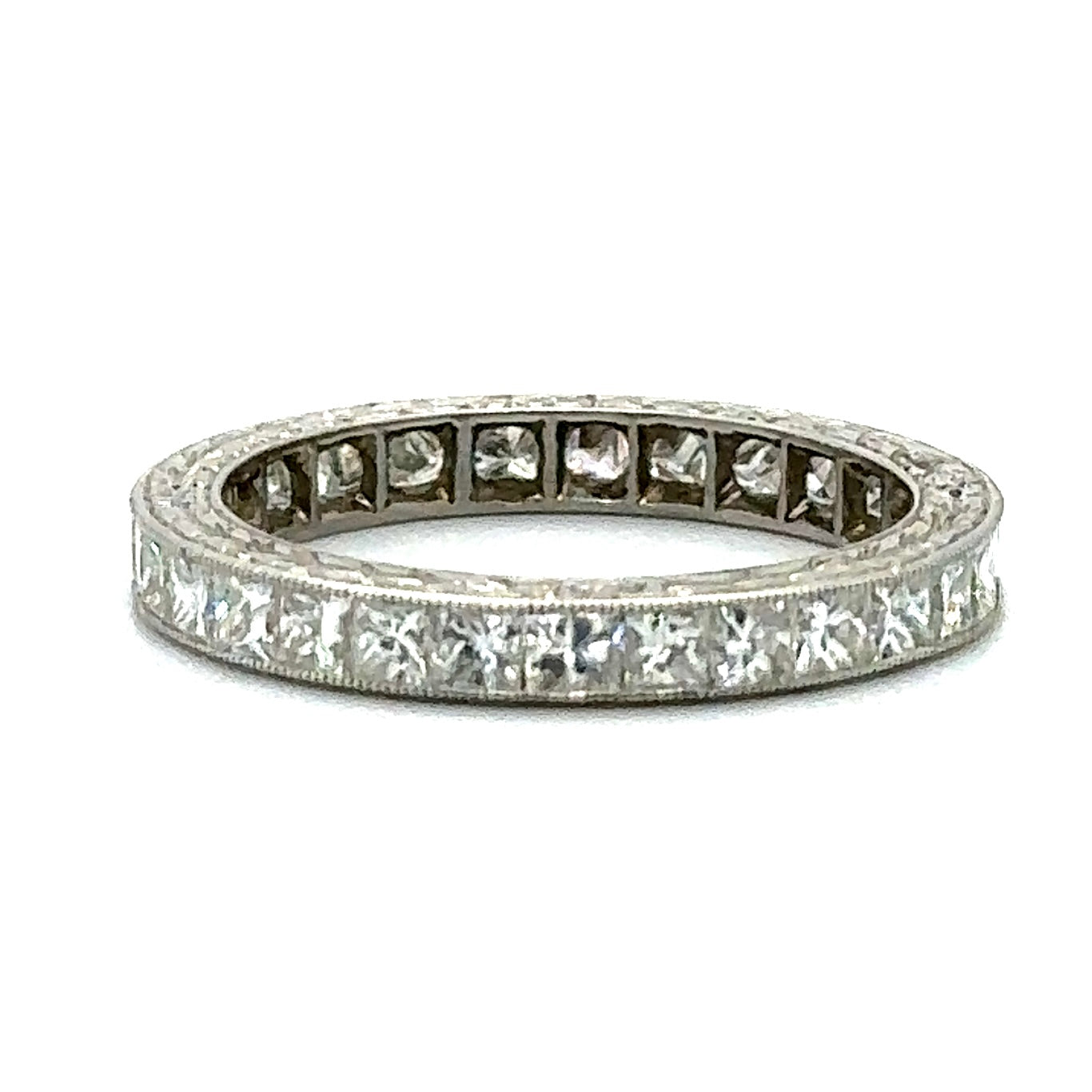 1.89ct Diamond PT 3.30gr Ring Handmade Eternity Band. Size 7