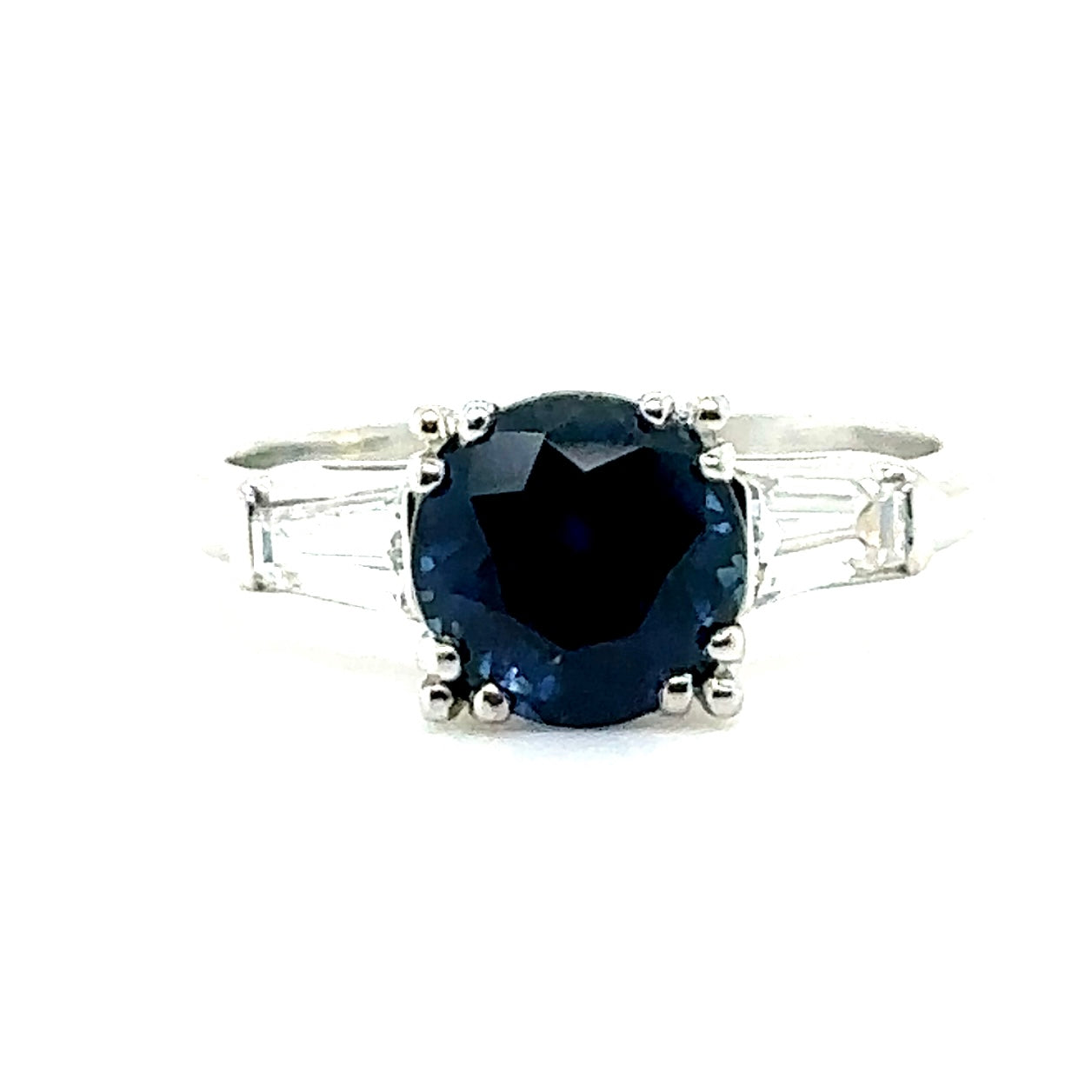 Estate 2.89ct Sapphire & 0.30ctw Diamond PT 4.60gr Ring Size 6.5