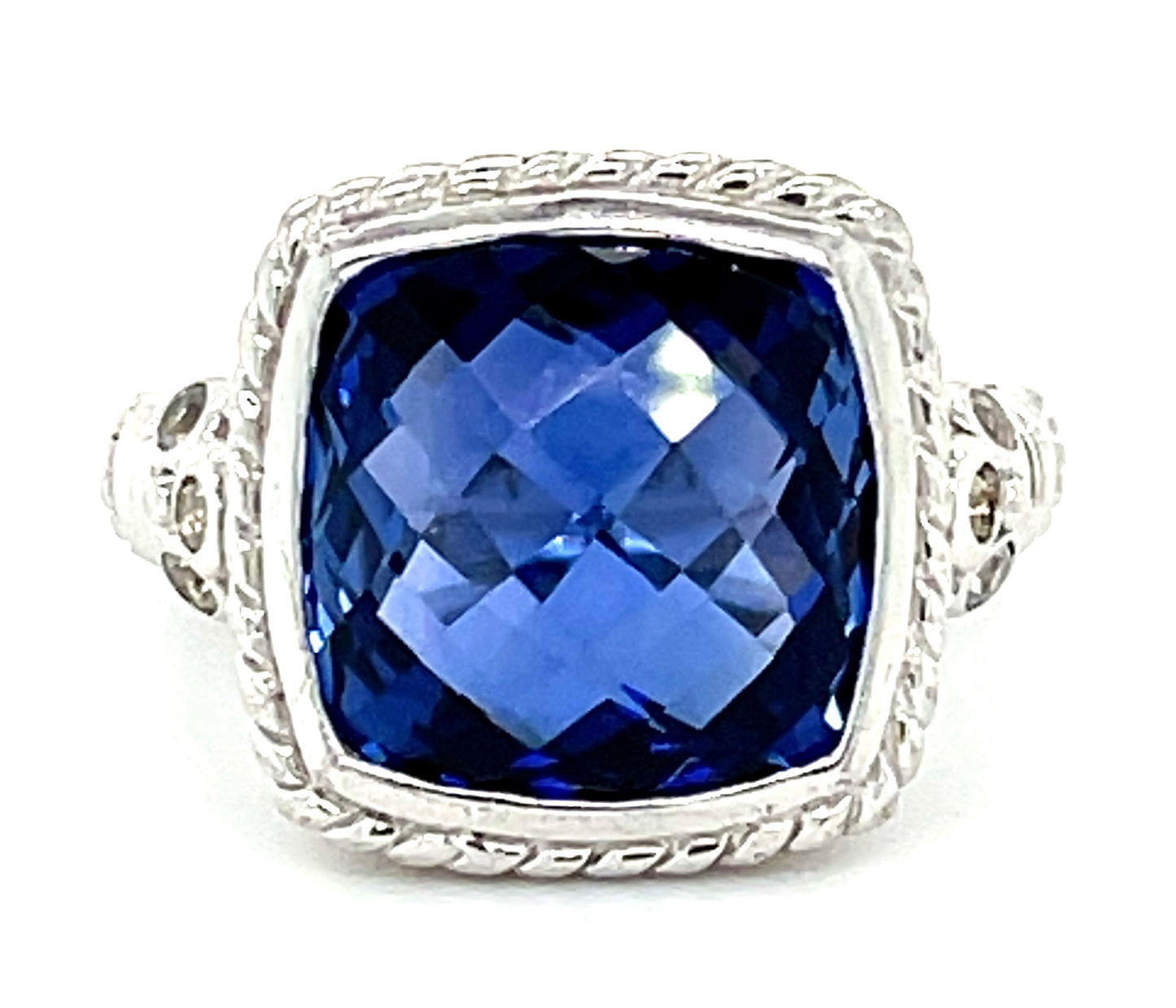 Silver 7.29gr Ring Judith Ripka Blue Stone Size 6