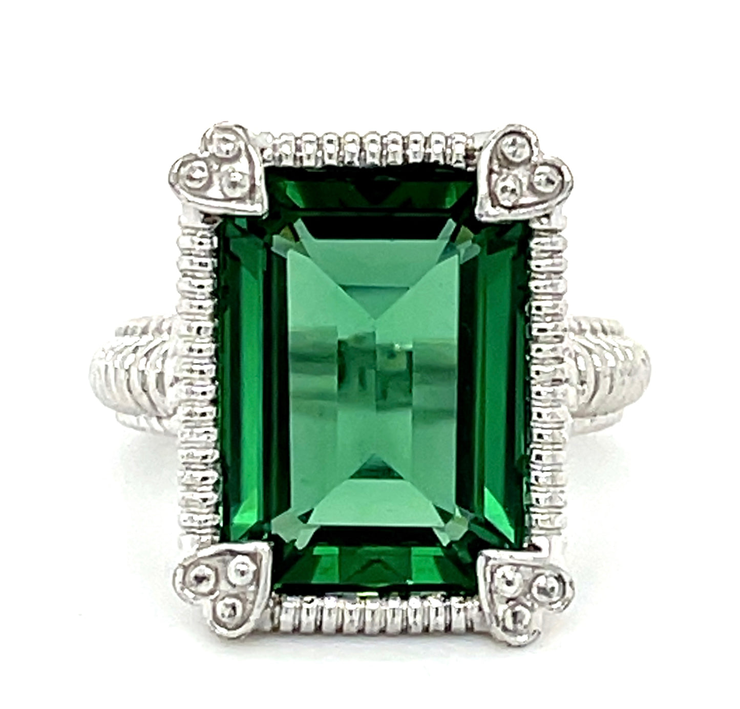 Estate Silver 7.89gr Ring Judith Ripka Green Stone Size 5.50