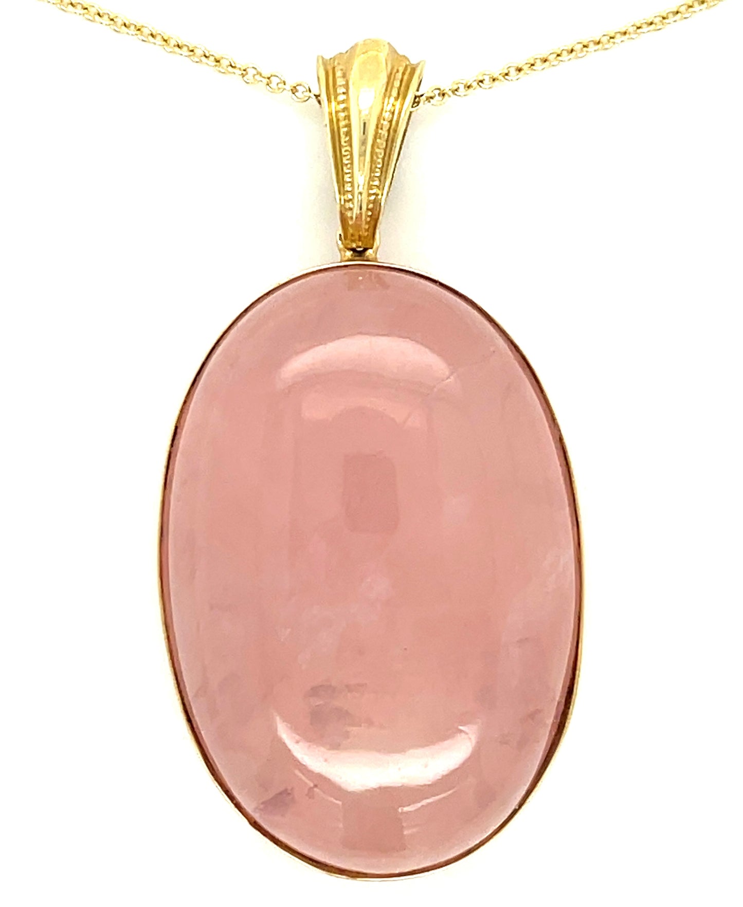 Estate 68.00ct Rose Quartz 14KY 17.19gr Pendant Length 16