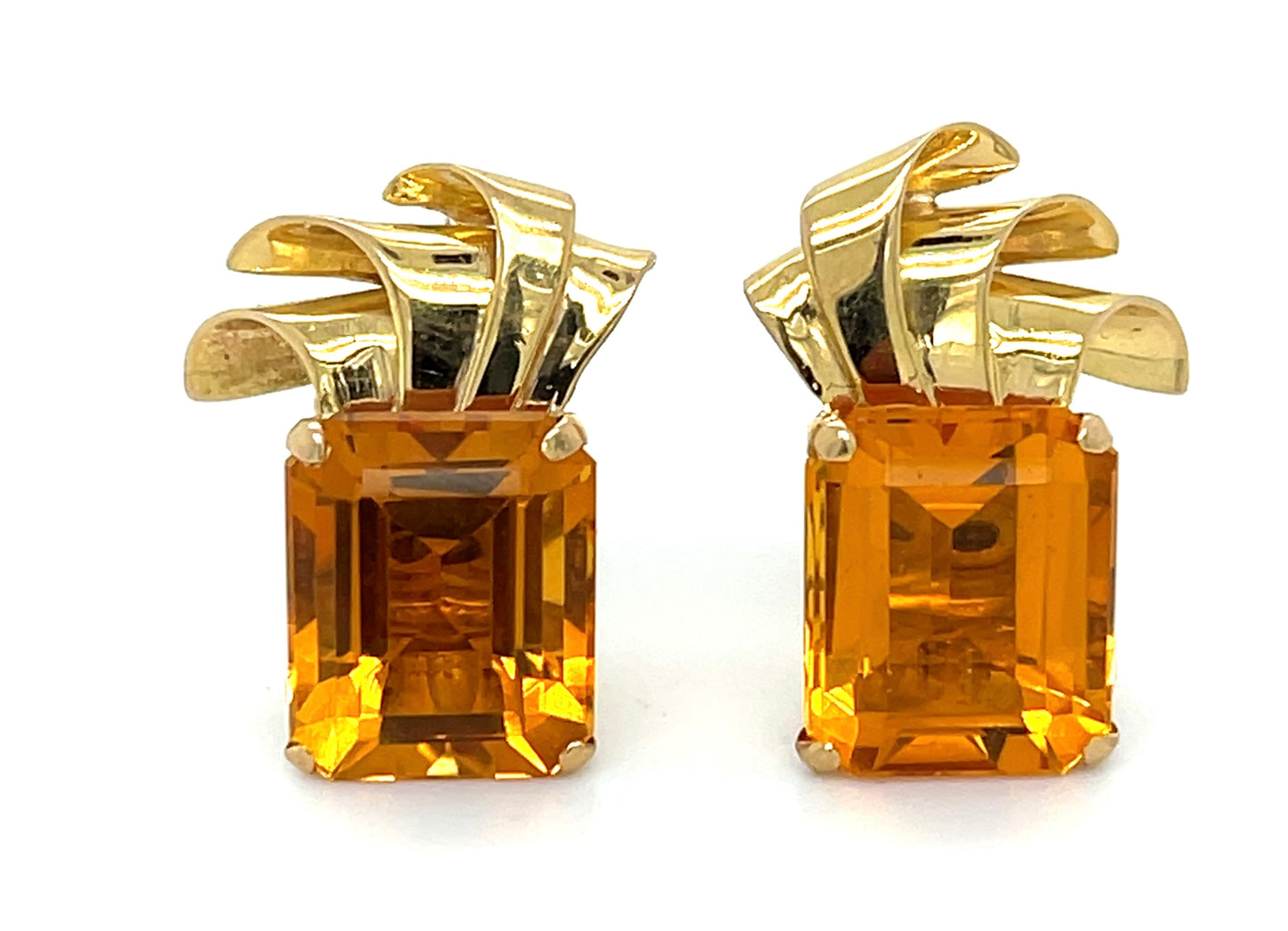 Retro 10ct Citrine 14KY 6.56gr Earrings Circa 1940s