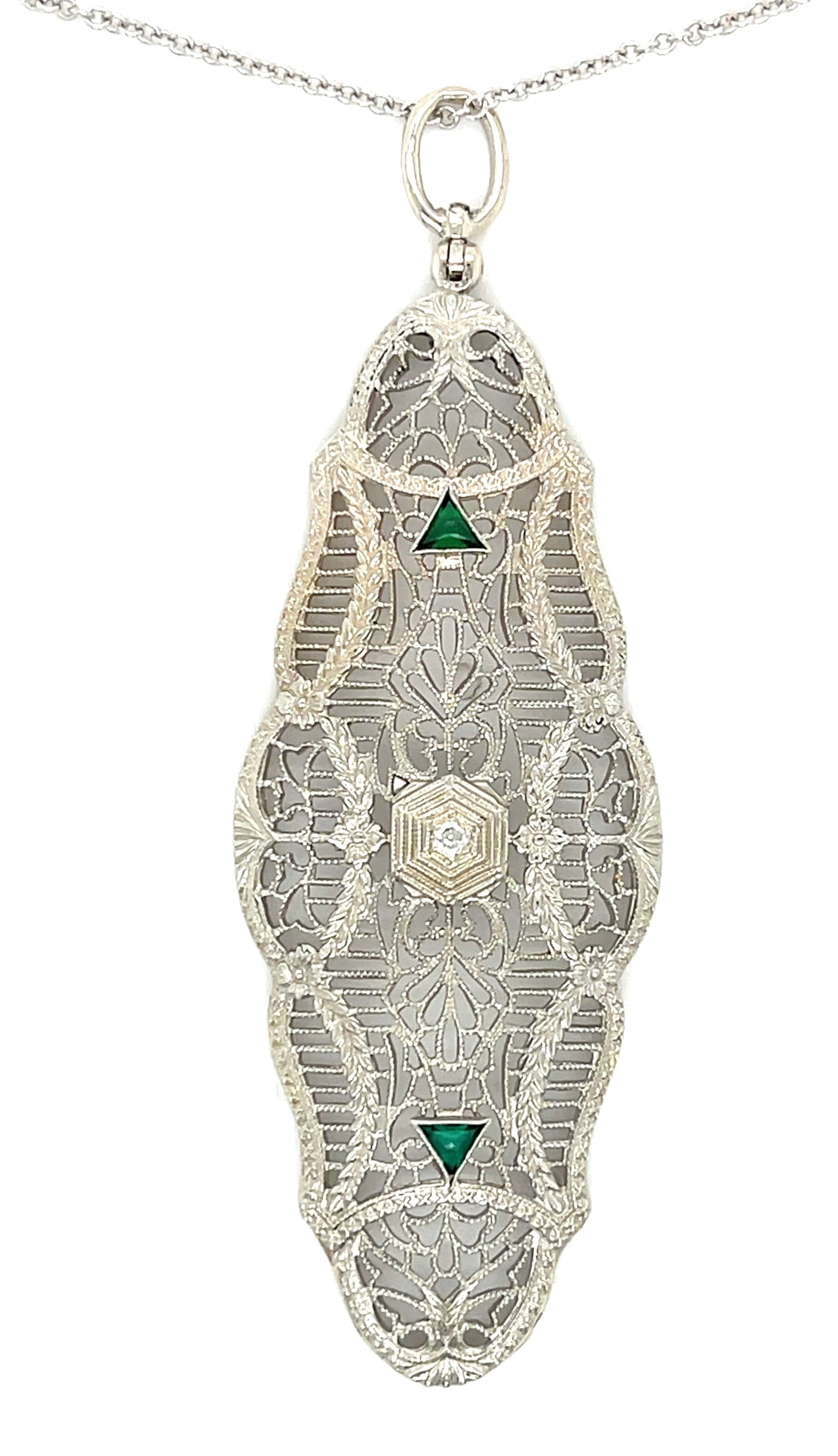 .02ct Diamond 14KW 7.00gr Art Deco Pendant Circa 1930s