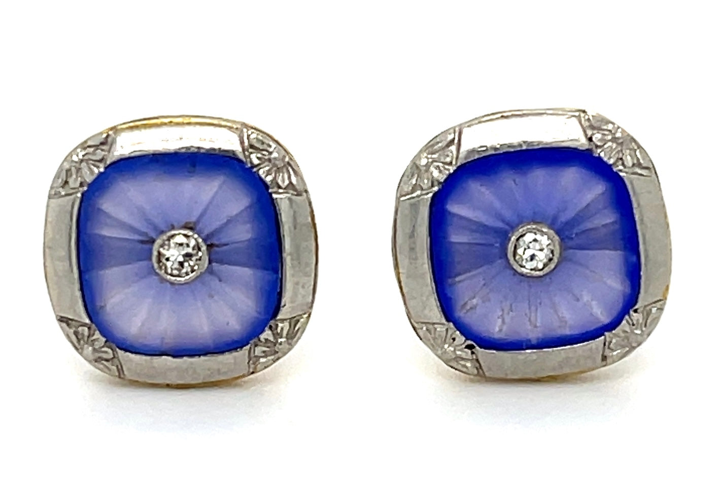 Estate 0.06ct Diamond PT/18K 3.31gr Edwardian Earrings Circa 1920s