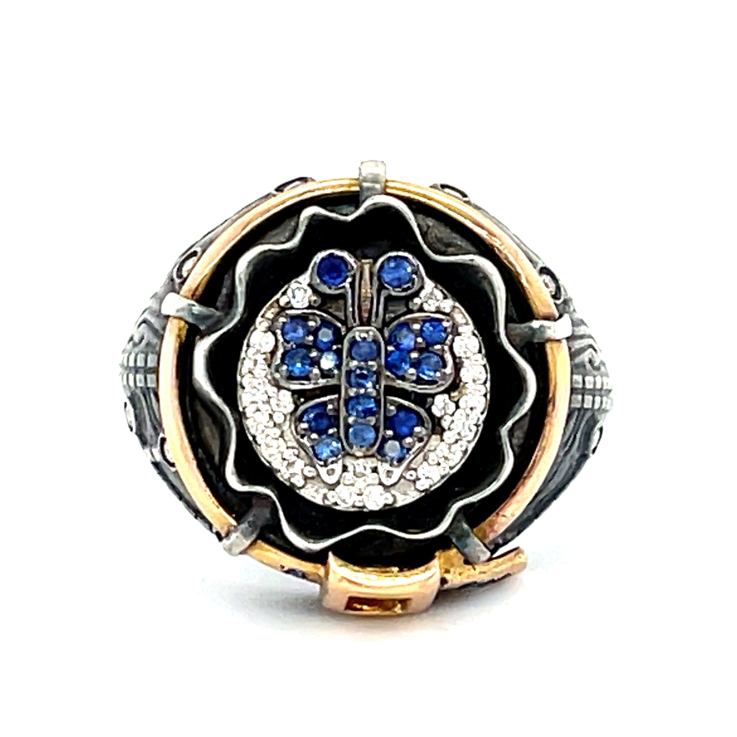 0.22ct Sapphire & 0.30ctw Diamond Silver & 18K 13.08gr Ring
