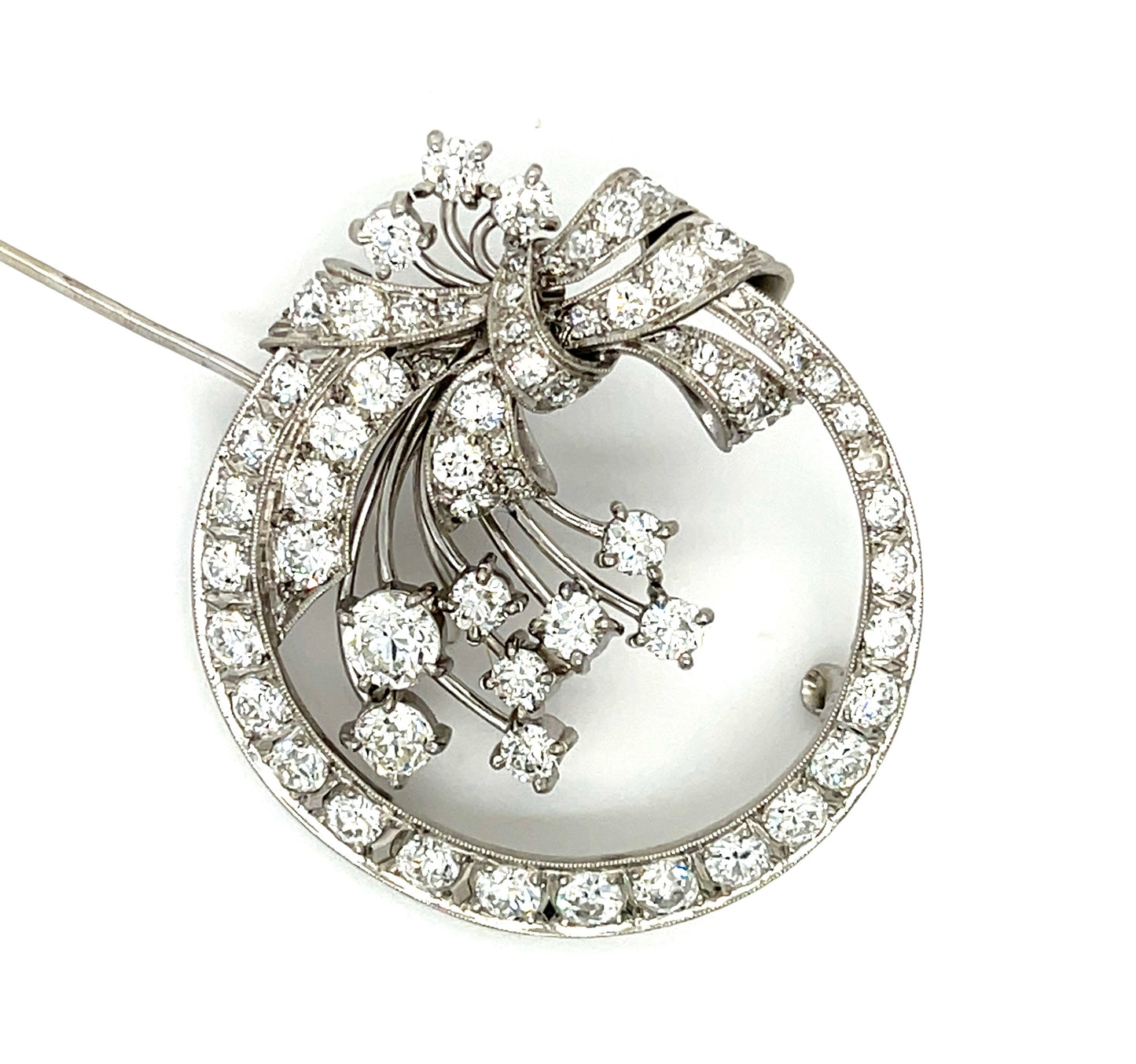 Estate 0.40ct Diamond PT 8.18gr Art Deco Brooch Circa 1930s 3.80ct Sd Width 1.
