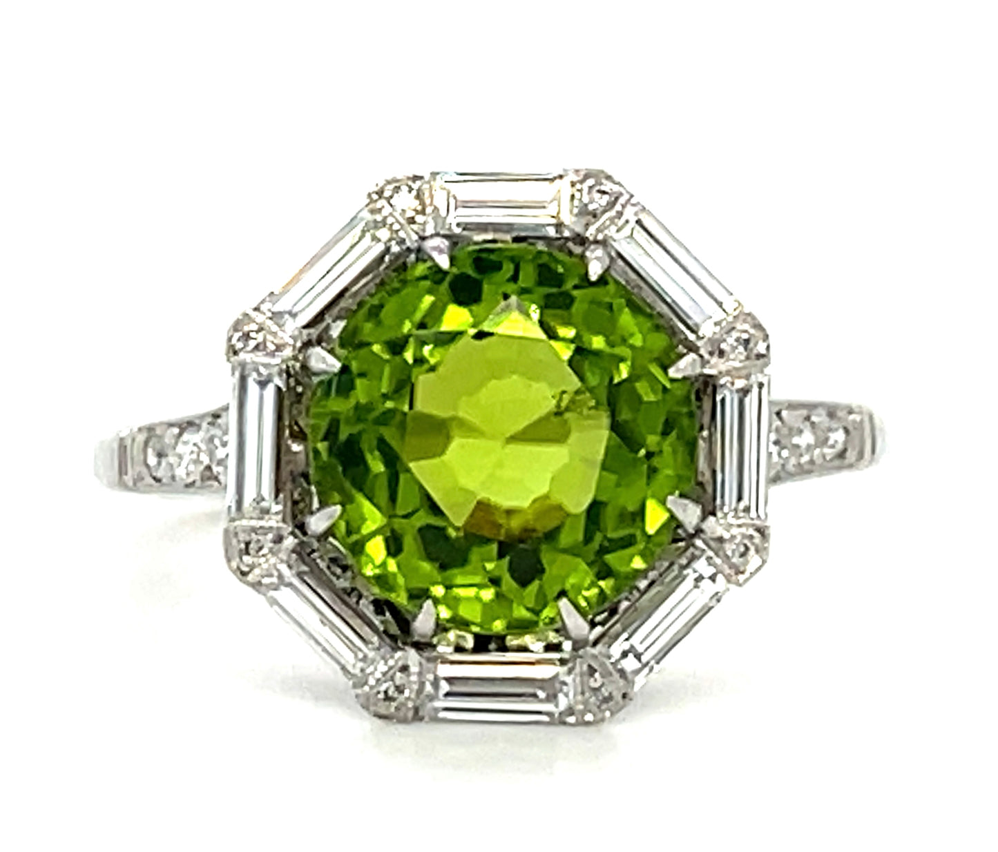 3.82ct Peridot & 1.00ctw Diamond PT 5.37gr Ring