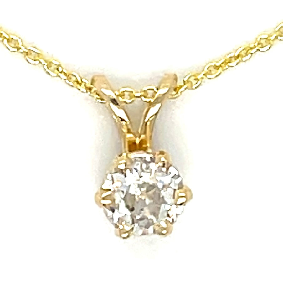 0.66ct European-cut Diamond I1 14KY Pendant Length 16