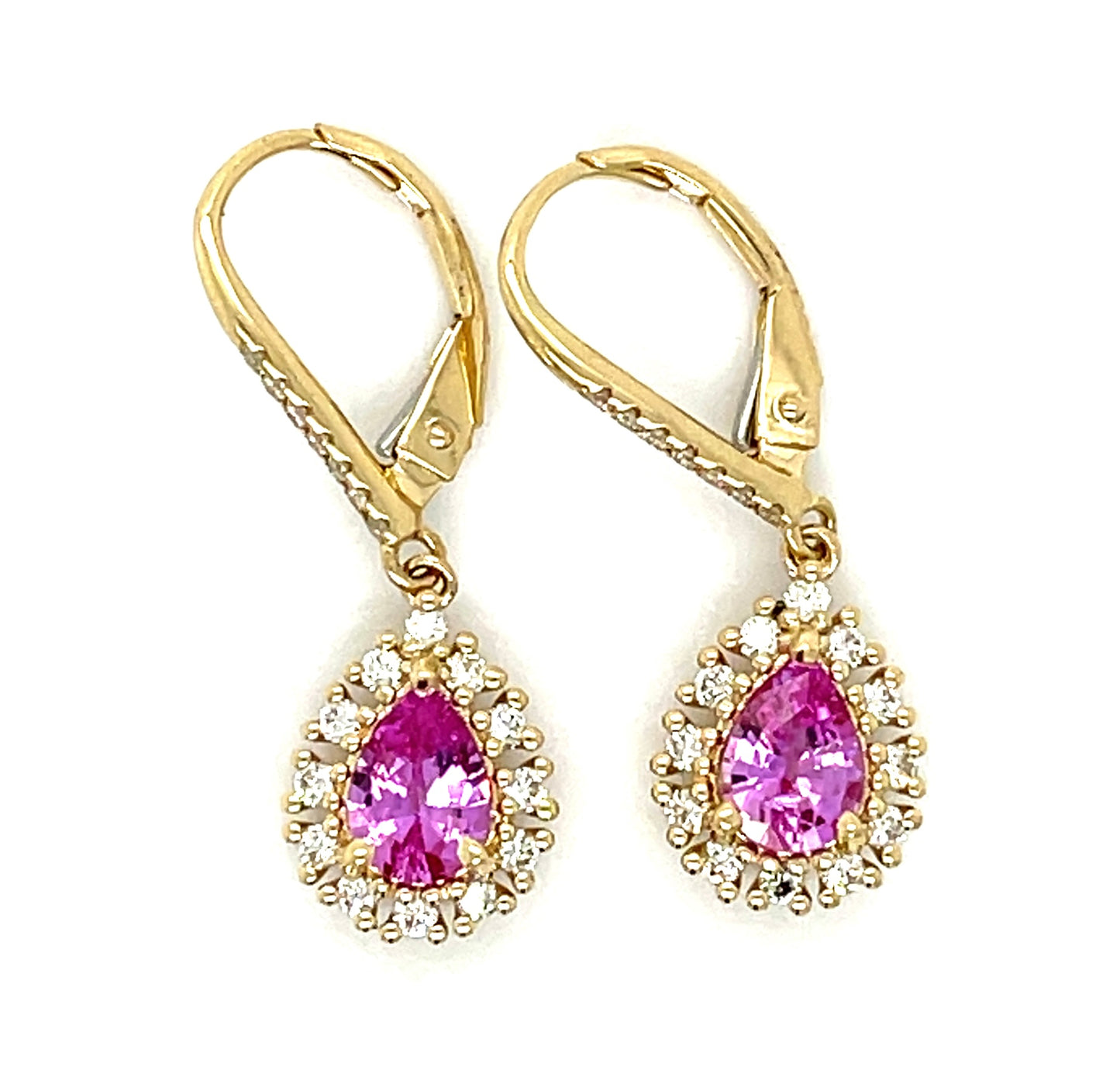 1.00ct Pink Sapphire & 0.35ctw Diamond 14KY 2.69gr Earrings