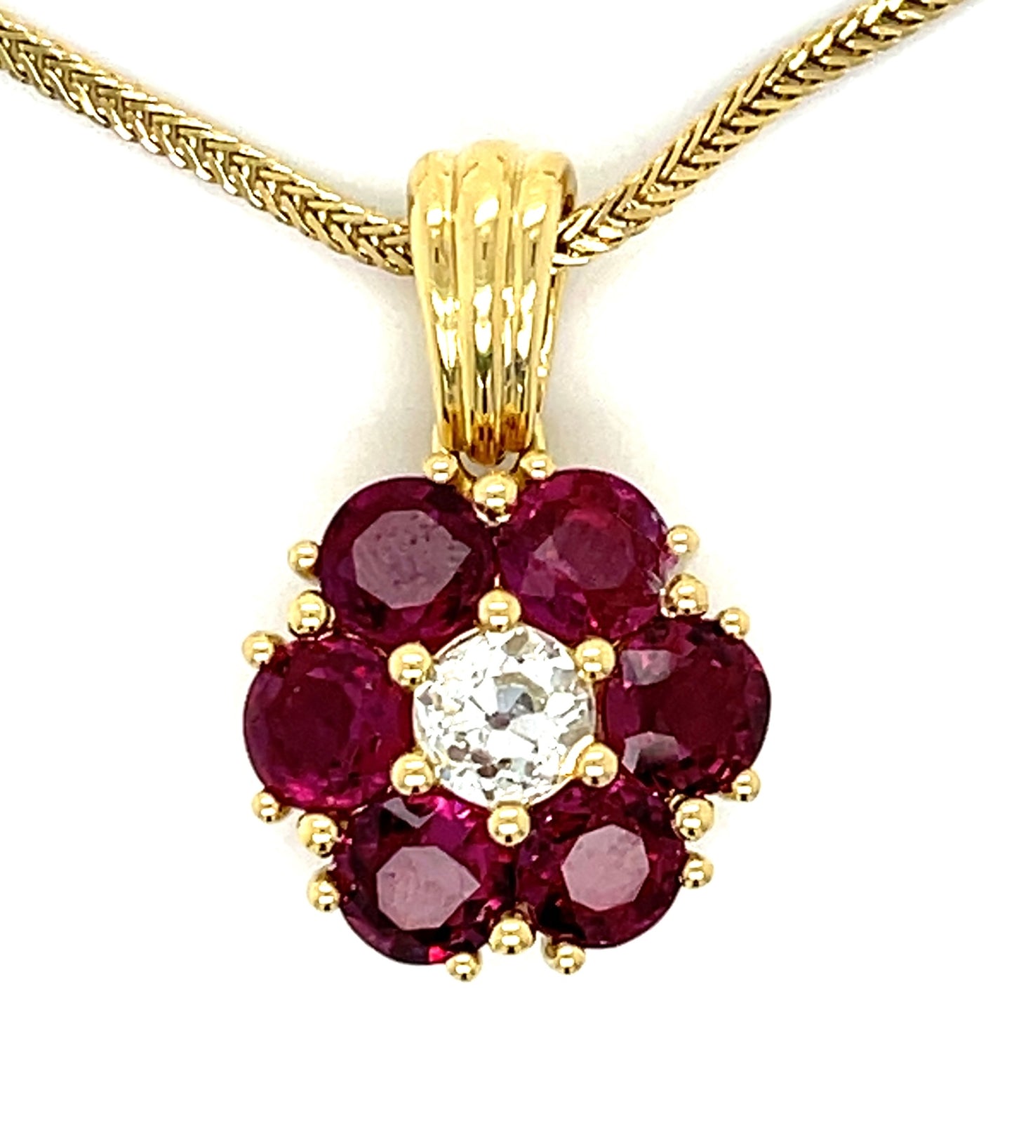 0.71ct I Diamond Si1 & 4.65ctw Ruby 14KY 11.80gr Pendant Gia 1226575665 Length