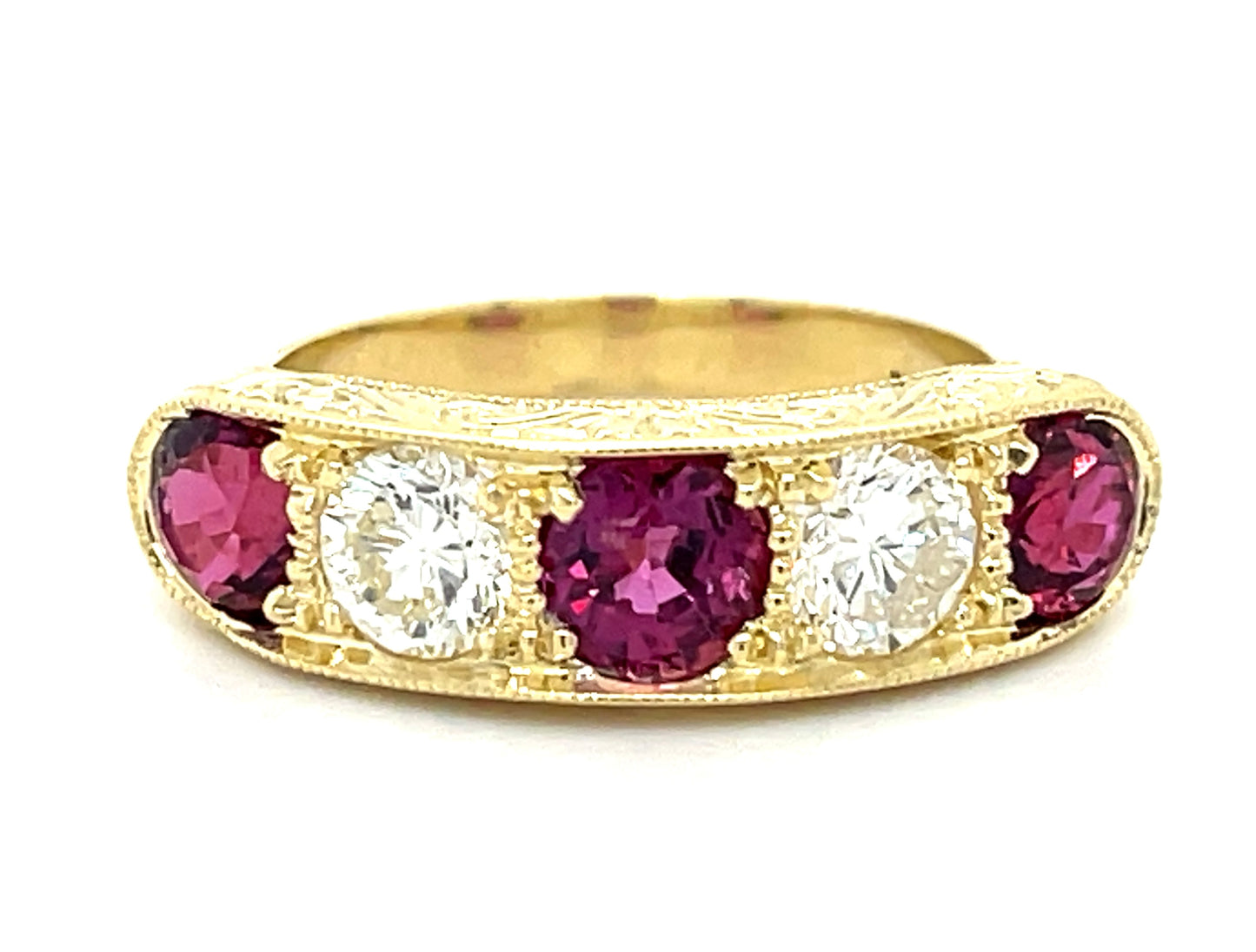 1.62ct Ruby & 0.94ctw Diamond 14KY 5.39gr Band Size 6.50
