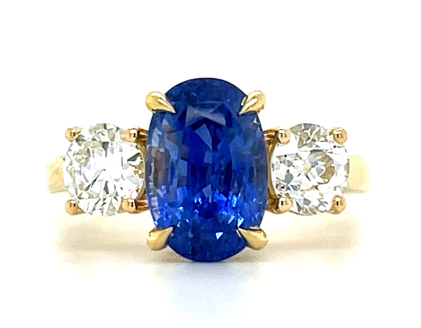 4.37ct Sapphire & 0.61ctw Diamond 18KY 6.55gr Ring .52ct Dia Gia I VS2