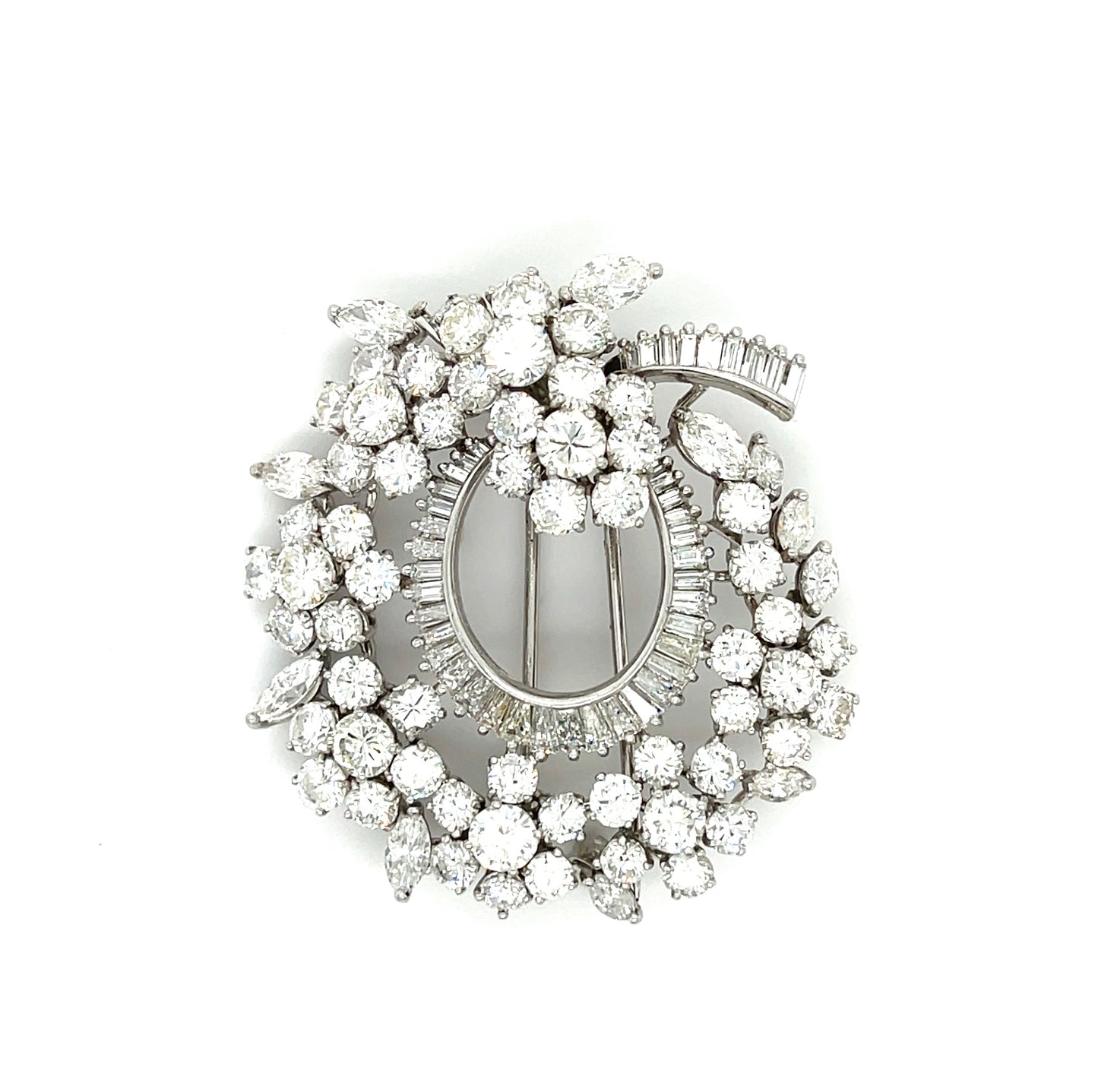 8ct Dia 56 Stones PT 23.20gr Brooch Circa 1960s 1.70ct (11 Marquise) 2.25ct SD