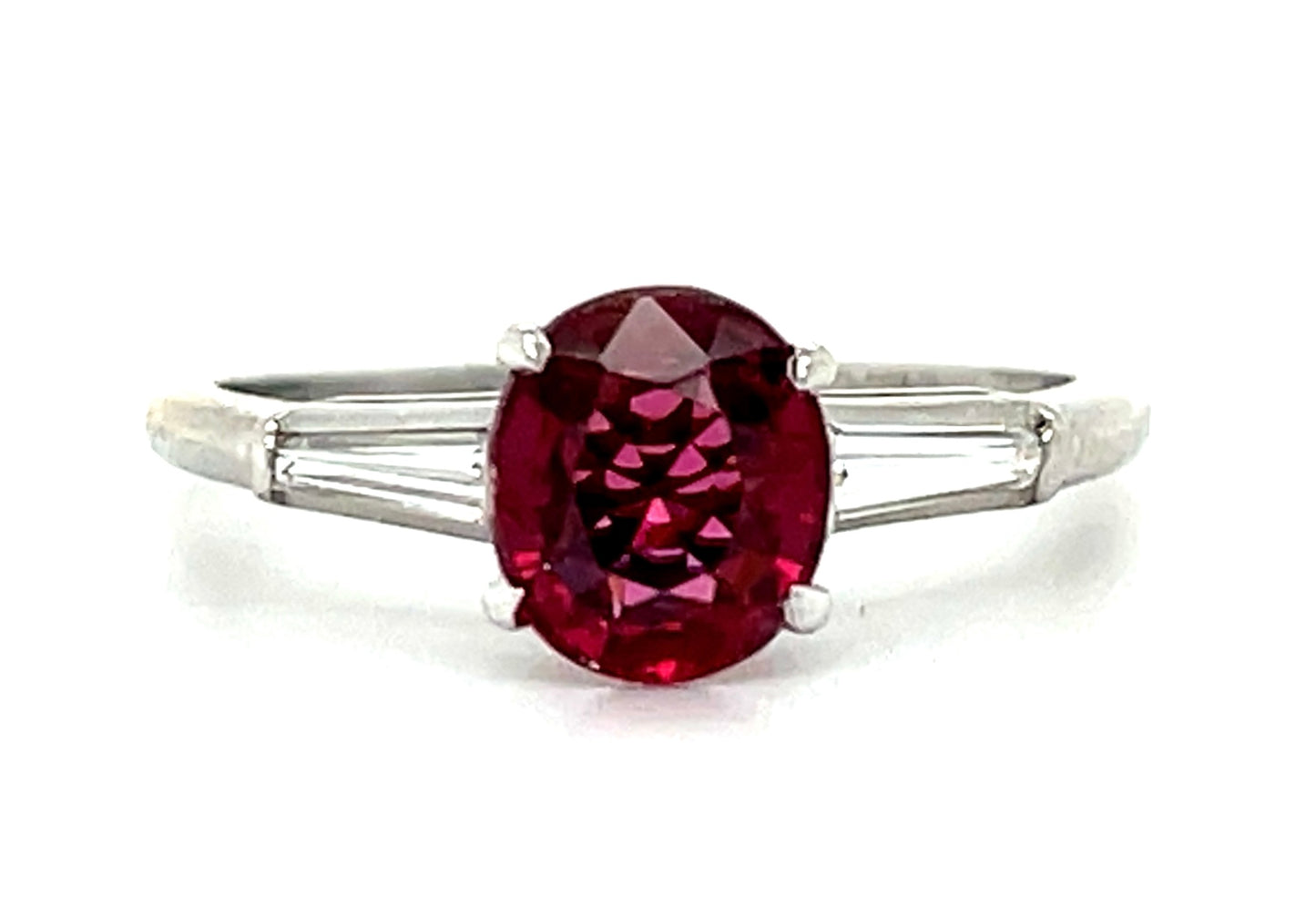 1.46ct Spinel & 0.30ctw Diamond PT 3.40gr Estate Ring Size 6.50