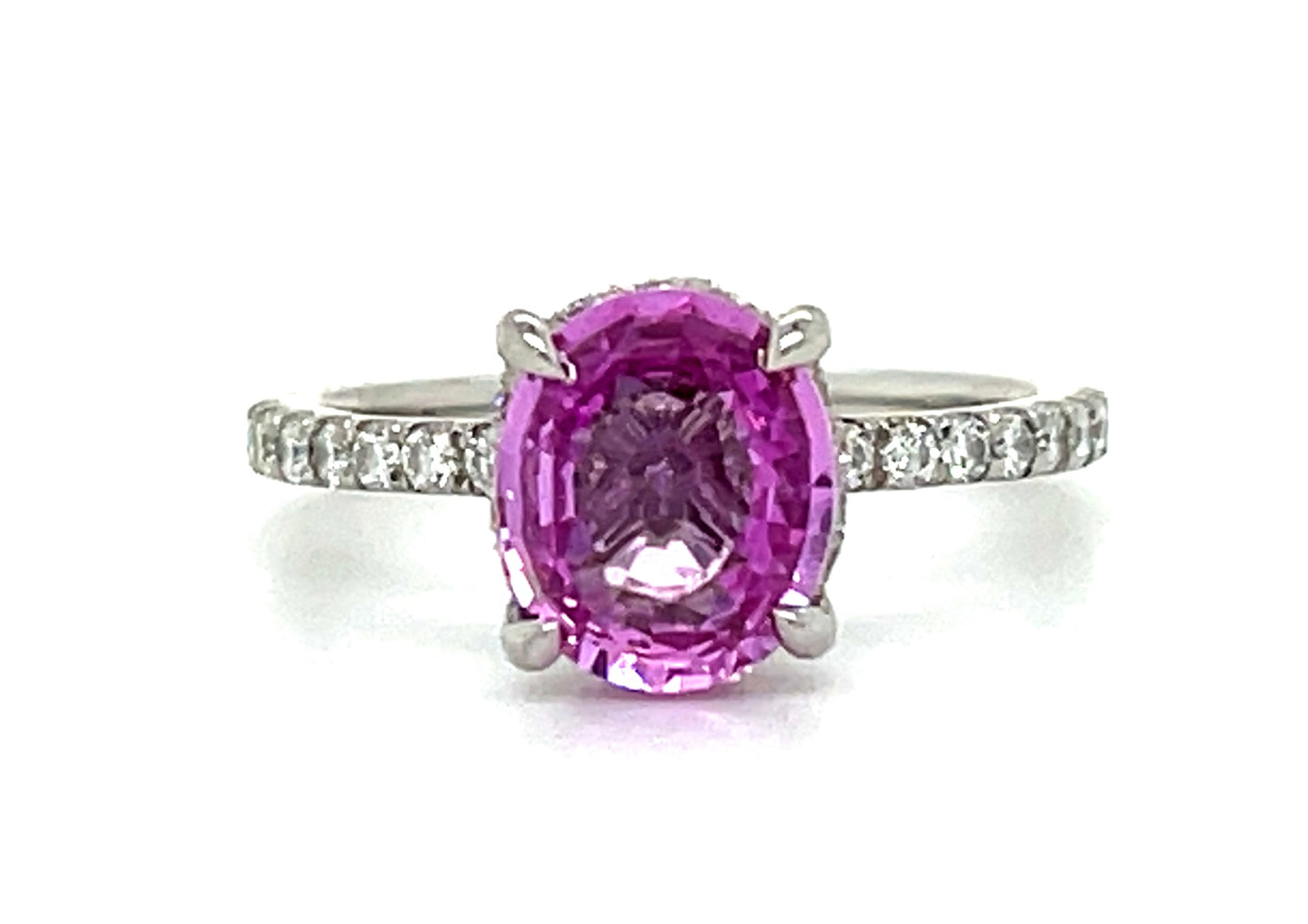 1.70ct Pink Sapphire & 0.54ctw Diamond 14KW 2.50gr Ring Size 5