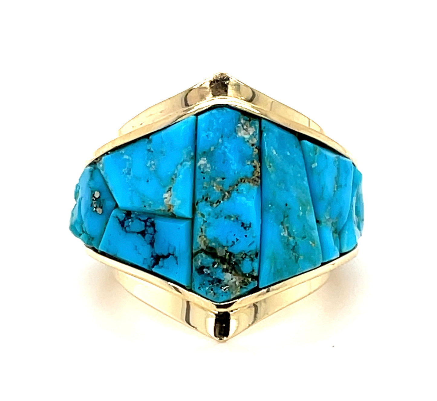 Estate Turquoise 14KY 10.49gr Ring Designer Rustic Size 7
