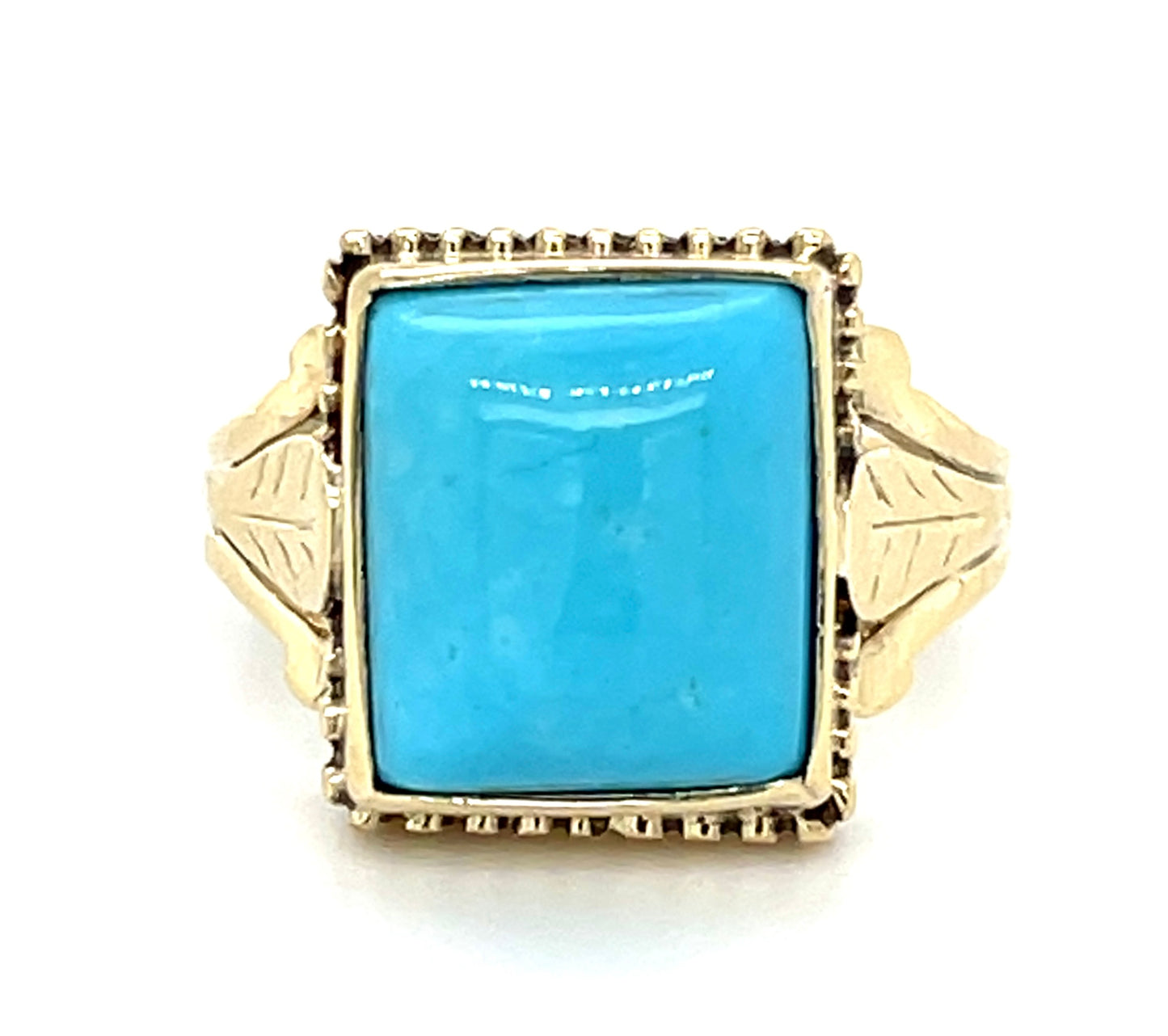 Art Deco 6.00ct Turquoise 14KY 5.45gr Ring Circa 1930s Size 7