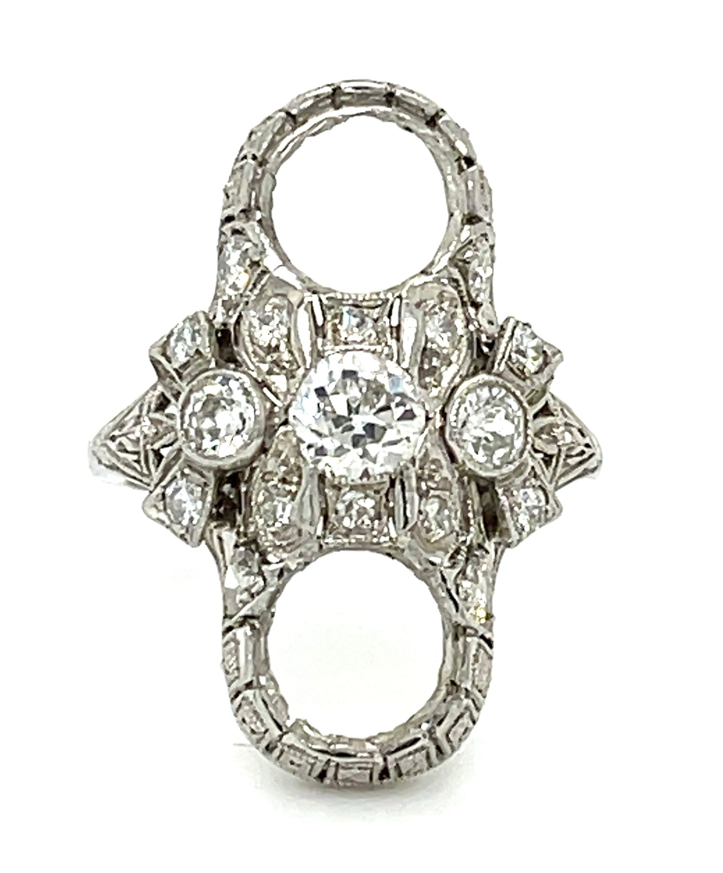 Art Deco 0.40ct Diamond PT 6.83gr Semi Mount Circa 1920s 1.10ct Sd Size 6