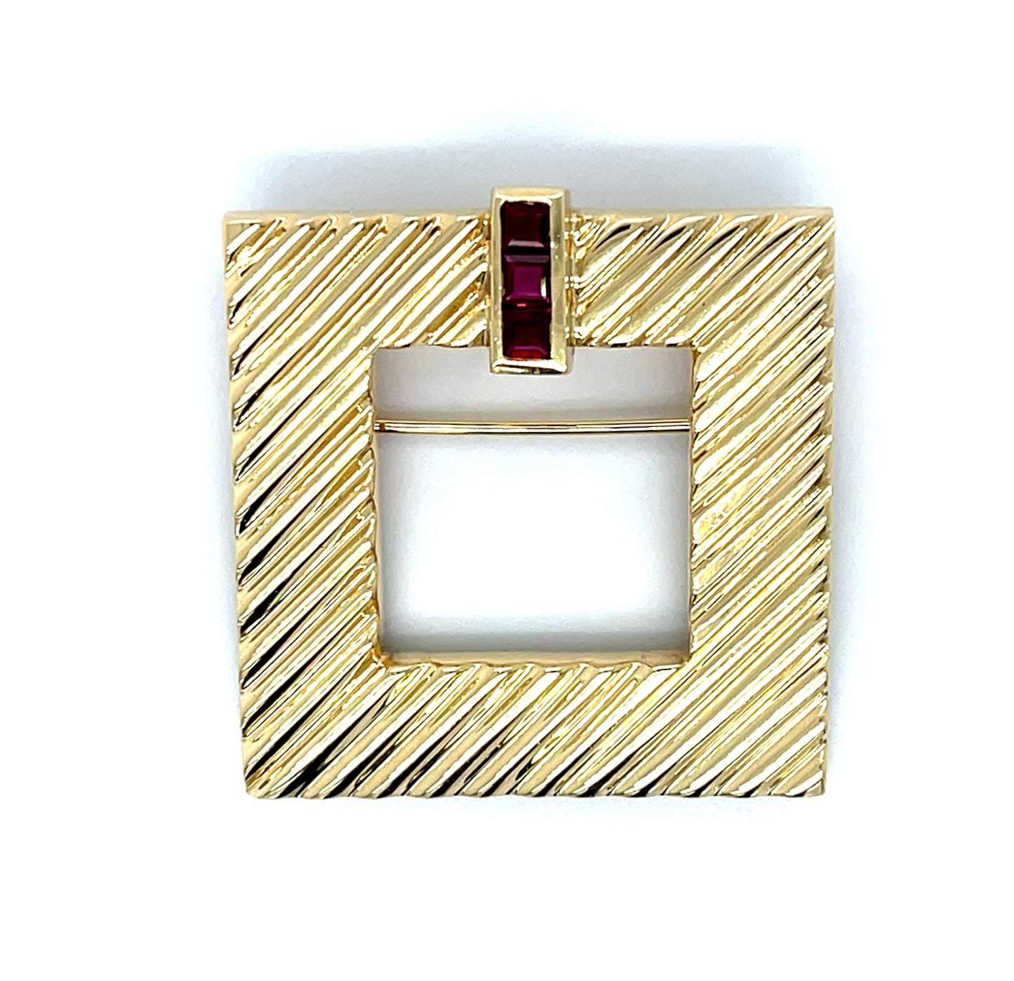 Tiffany & Company Estate 0.60ct Ruby 14KY 12.54gr Brooch 1960s Length 1.25
