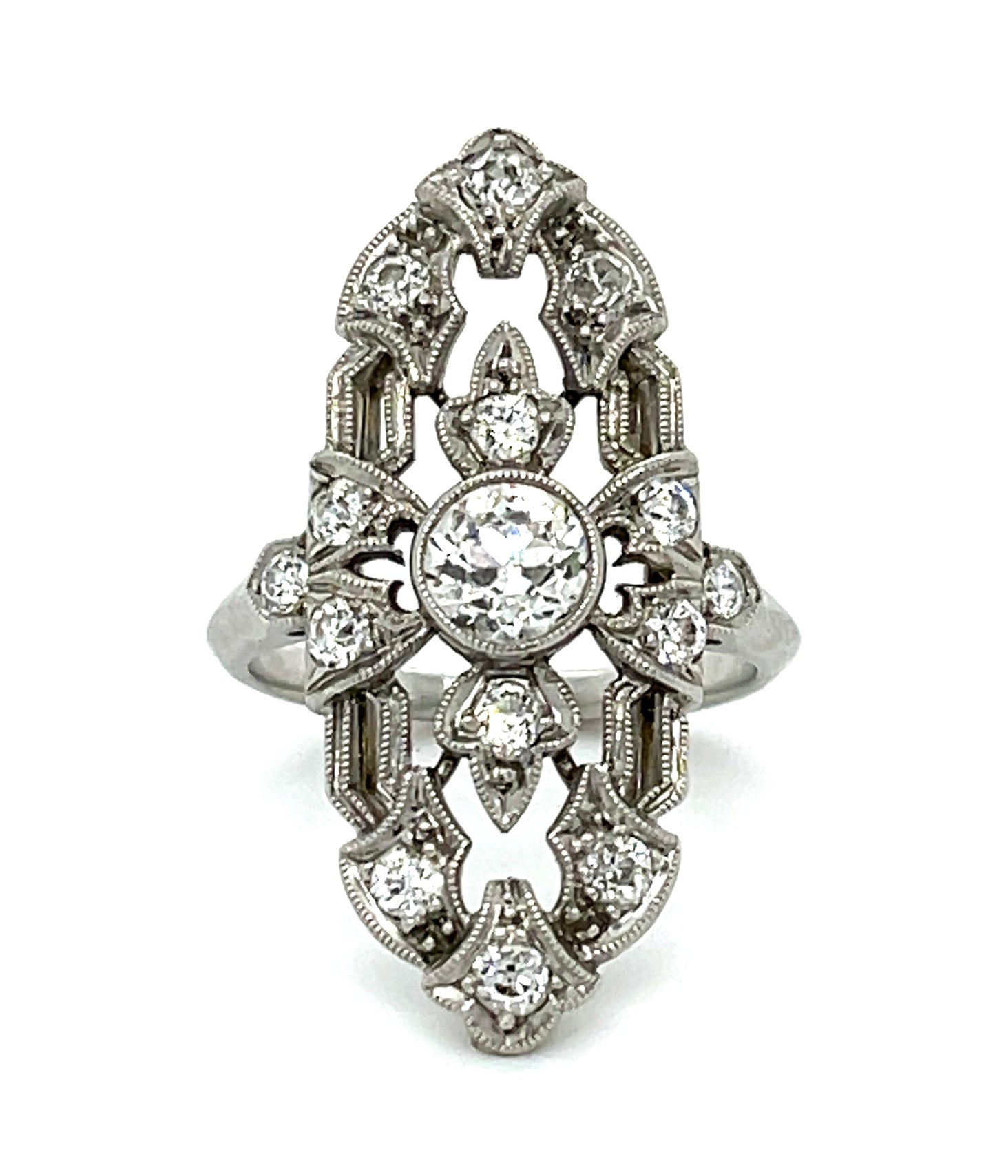 Art Deco 0.40ct Diamond PT 6.93gr Ring Circa 1930s .28ct Sd Size 5