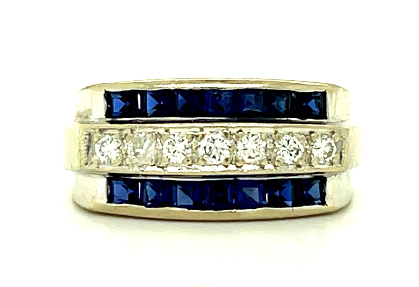 0.84ct Sapphire & 0.21ctw Diamond 14KW 6.69gr Band Size 6.25