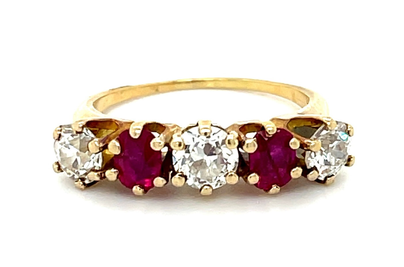 1.10ct European-cut Diamond & 0.55ctw Ruby 14KY Ring