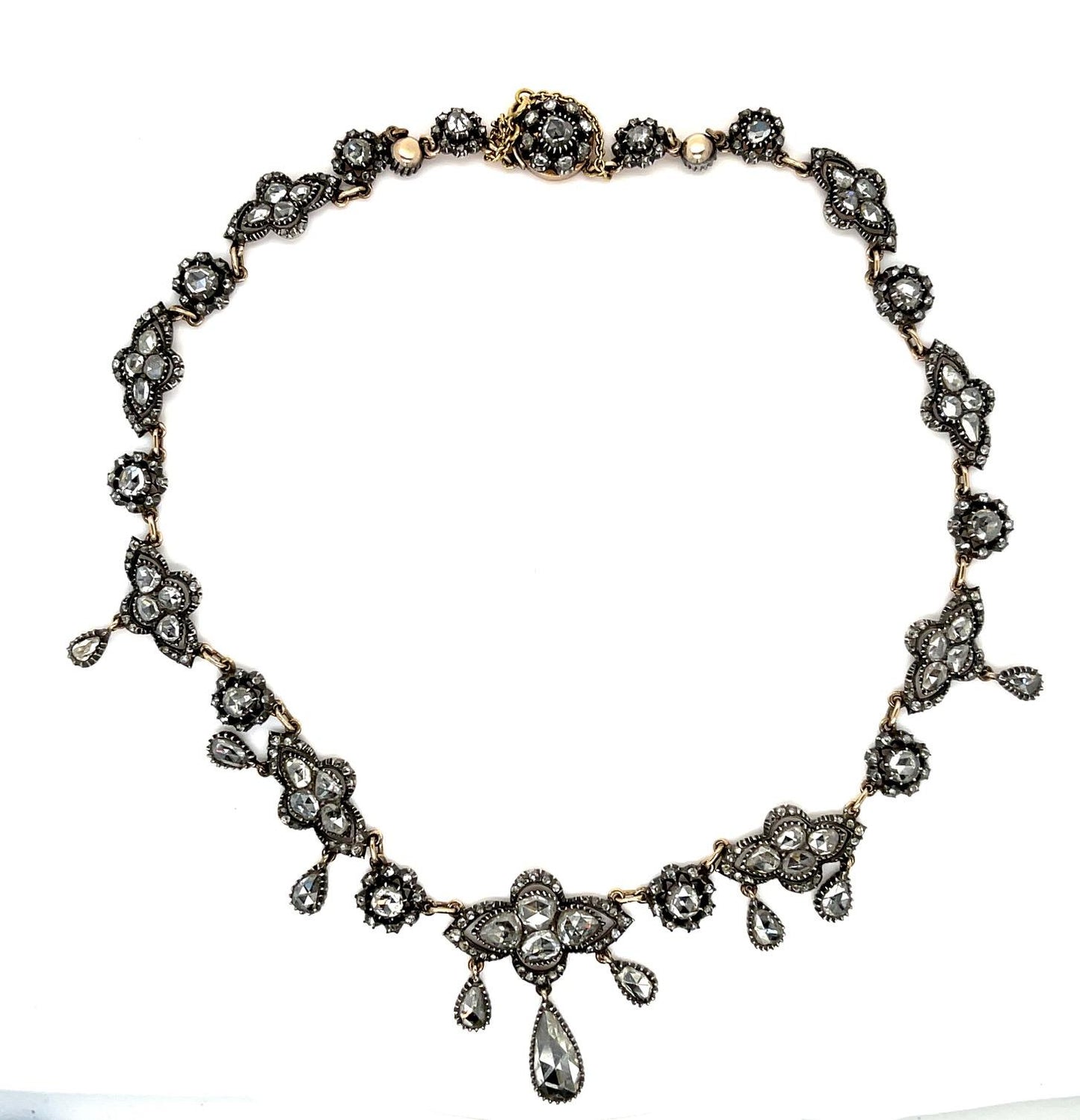 6.00ct Diamond Rose-cut Georgian Necklace Circa 1820s Silver+13.3ky