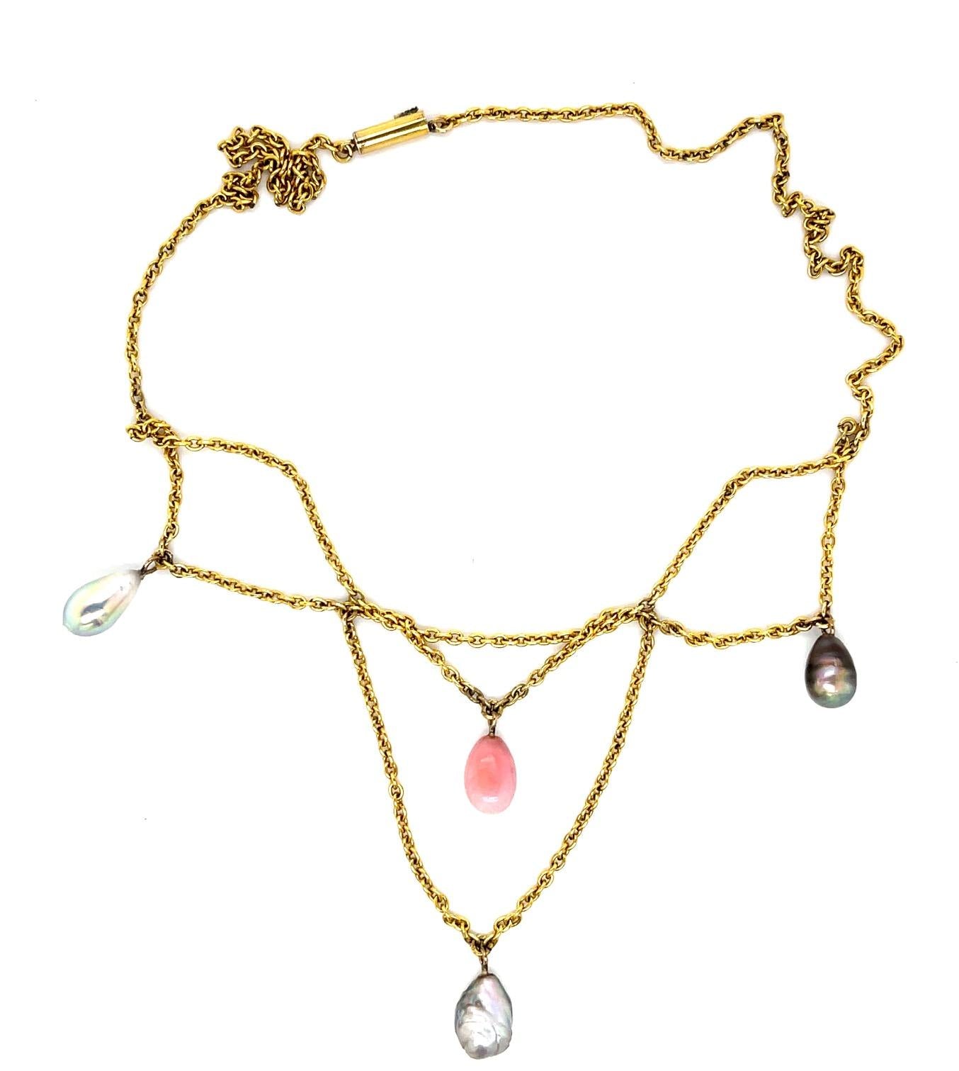 Natural Pearl 12K 8.55gr Necklace Gia 2125746439 Saltwater Pearl Antique