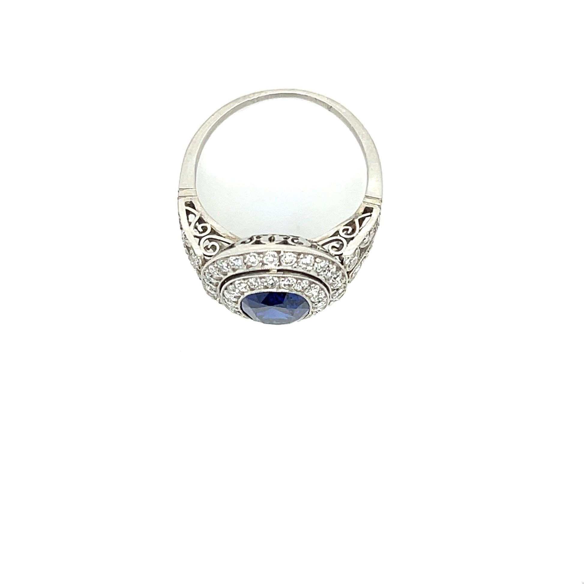 2.64ct GIA Sri Lanka Heated Blue Oval Sapphire 1ct (60 Dia) PT Handmade Ring