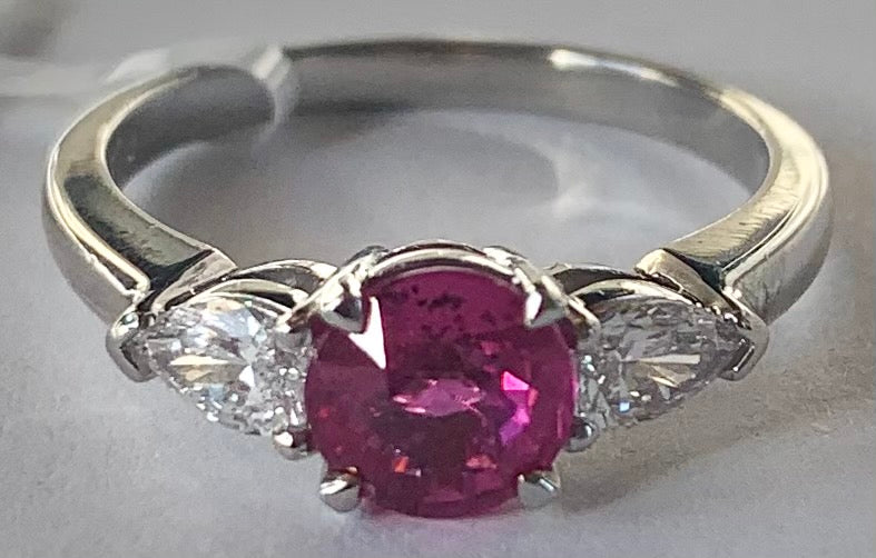 PL Ruby & Diamond Ring 1.27ct(rby) 0.60ct twt(dia) ESTATE Size 7.50