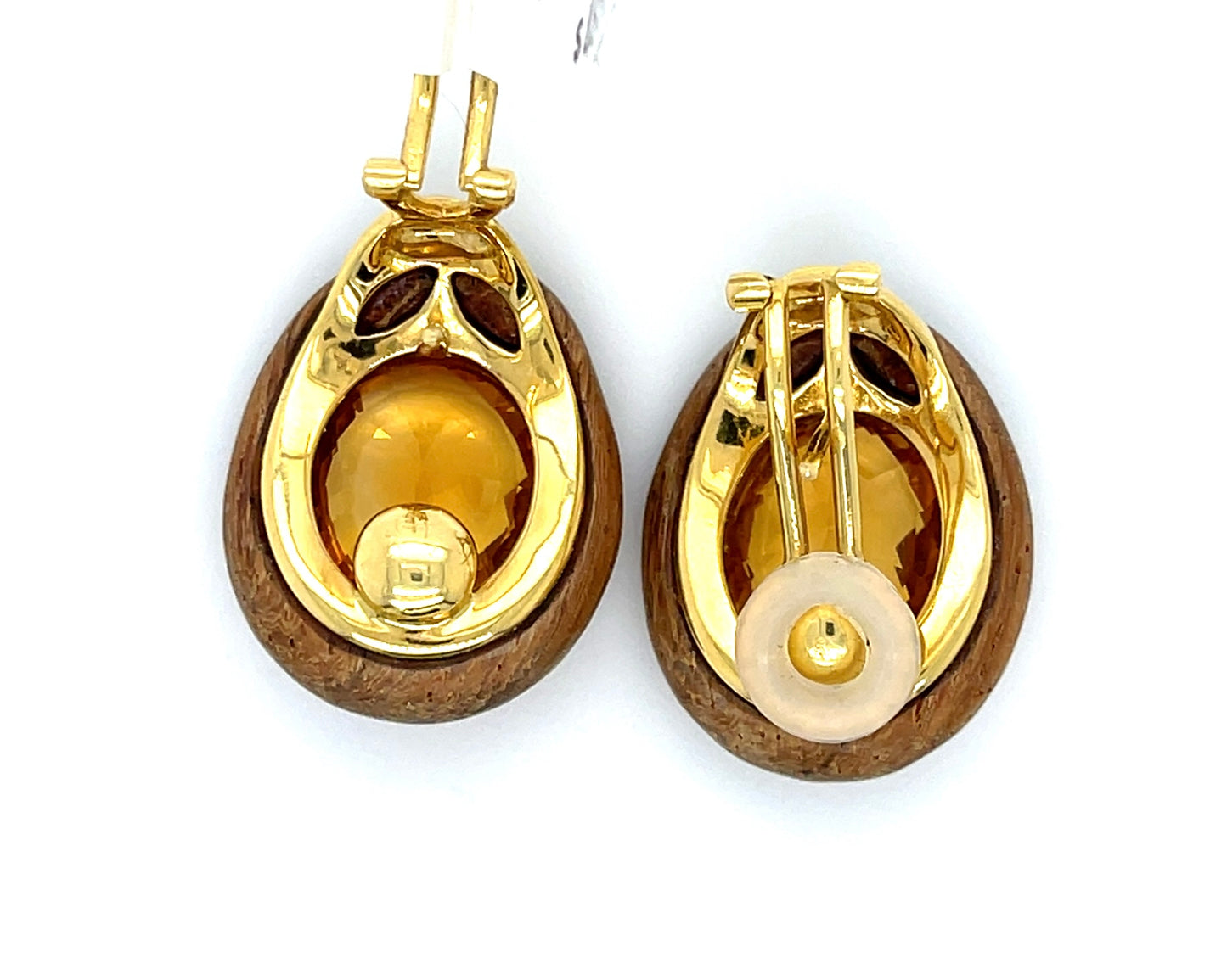 Citrine and Wood 18KY Earrings
