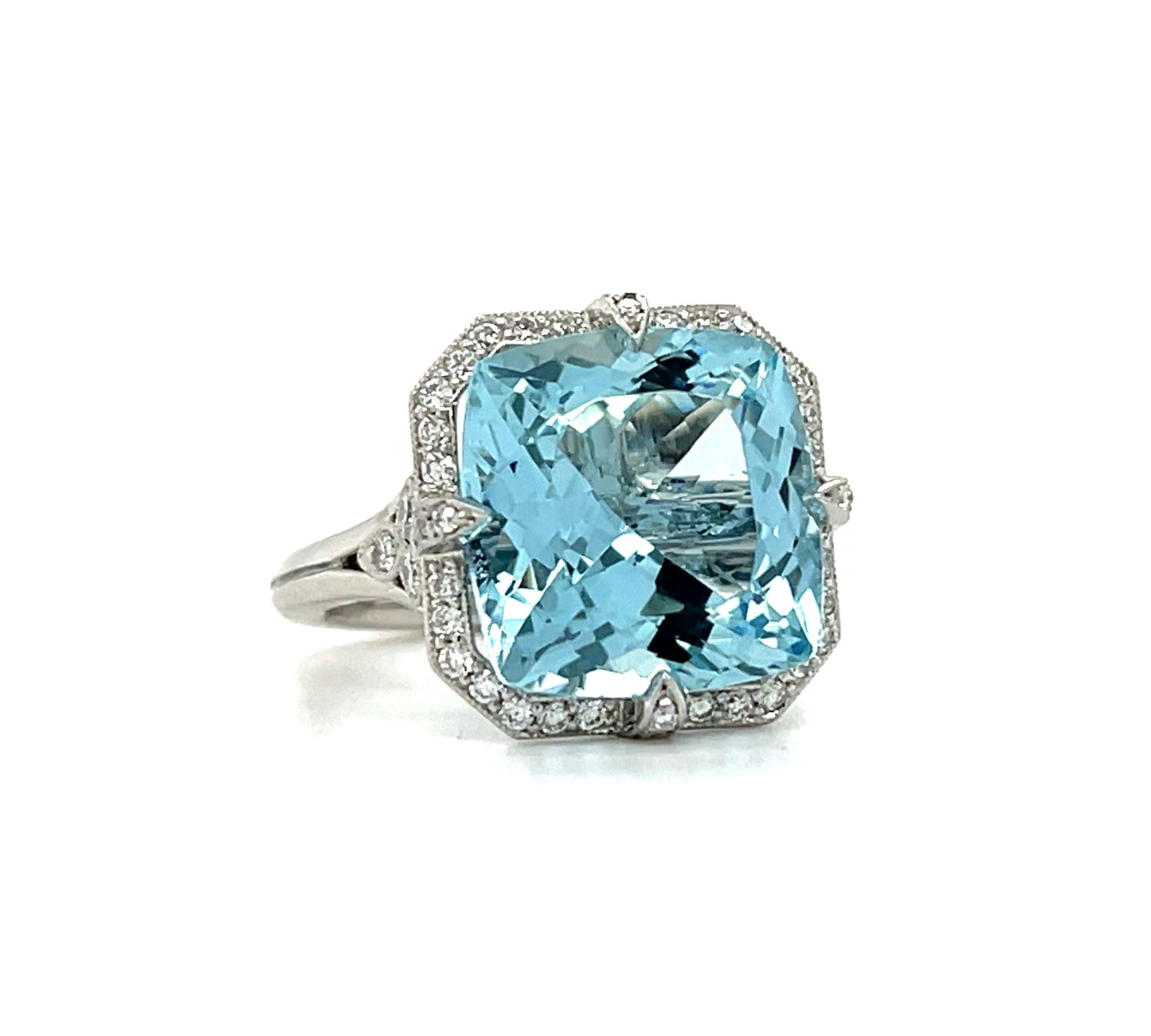 7.06ct Aquamarine Platinum Ring .54ct Diamonds