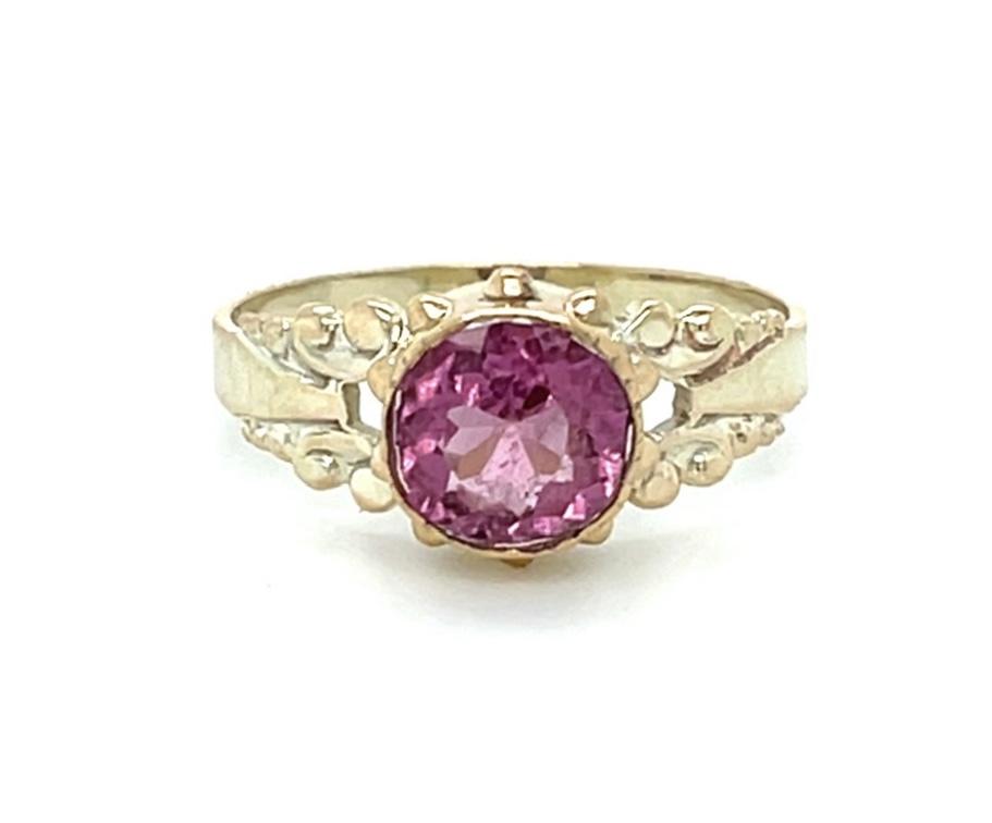 Victorian 2ct Approx Pink Tourmaline 13KY Ring (Antique 1890s) 7.25 Size 1.93g