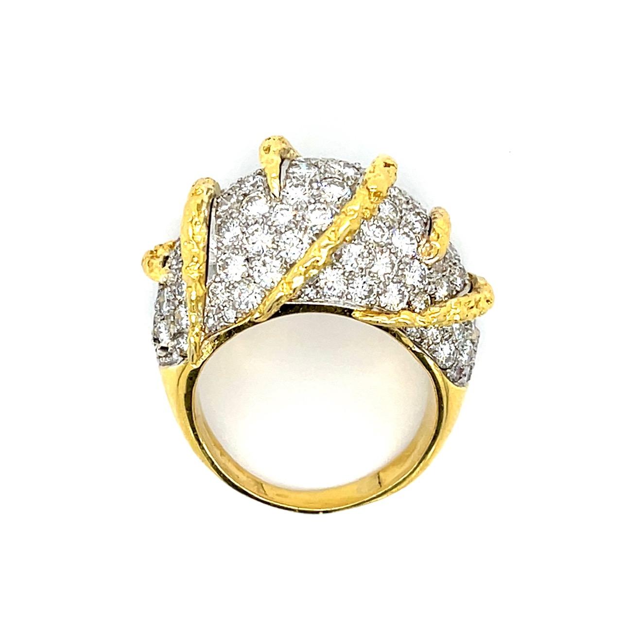 4.50ct (102 Diamonds) 18KY Vintage Band (c 1960s) 8.50 Size 17.89g