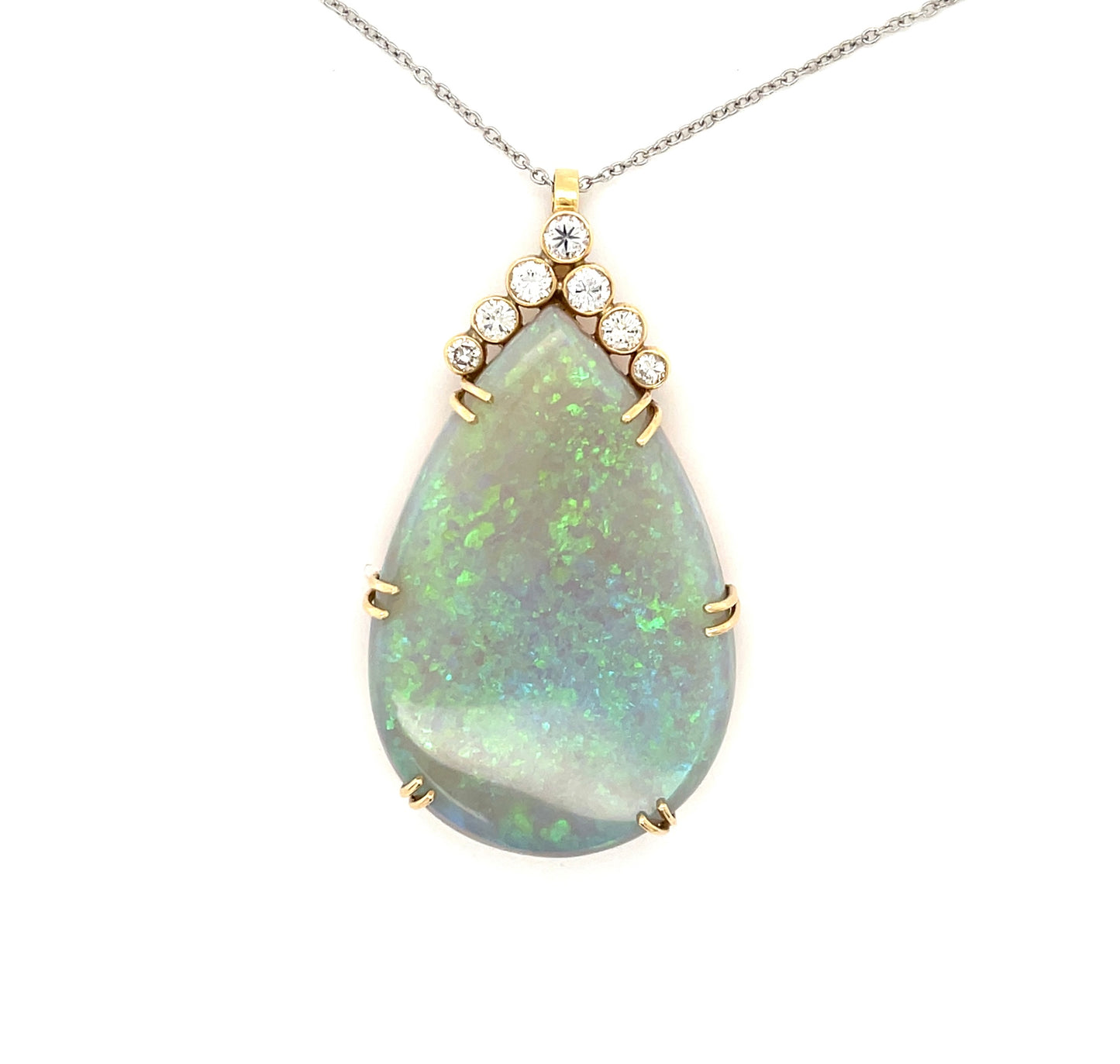 51.55ct Pear shaped Opal 14KY Pendant .85ct Diamonds
