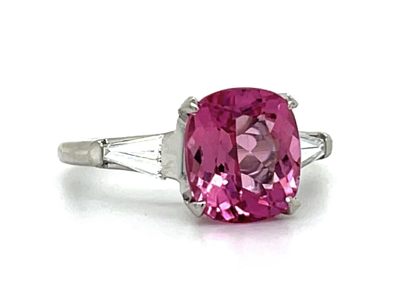 1.65ct Pink Tourmaline .40ct Diamond Platinum Estate 5.14g 7.25 Size