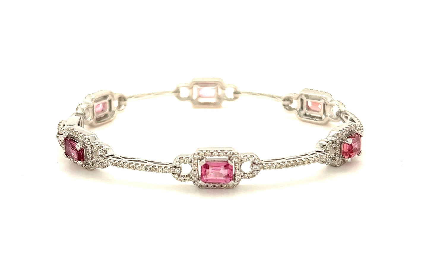 3.43ct Pink Sapphire 1.70ct Diamonds 18KW Bracelet
