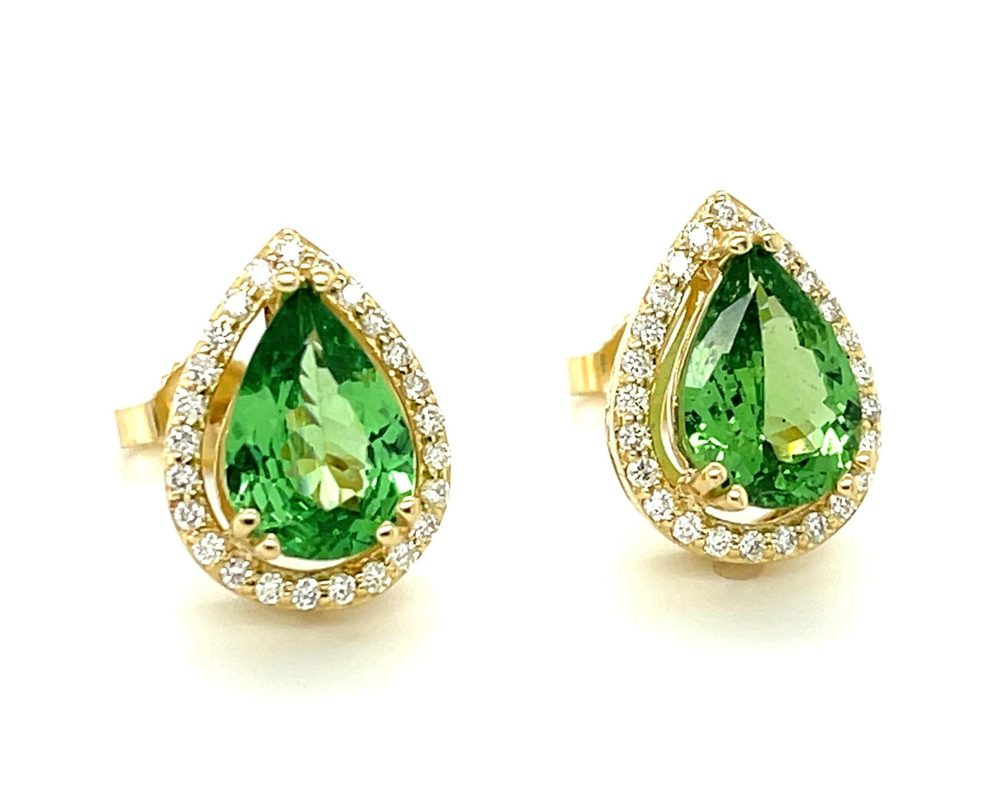 3.52ct Tsavorite Garnet .34ct Diamond 14KY Earrings