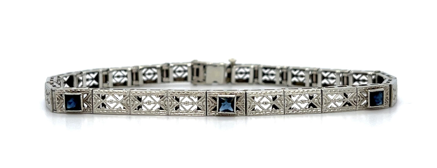 Original Art Deco 10KW Bracelet (Antique 1930s) 6.40g 6.75"