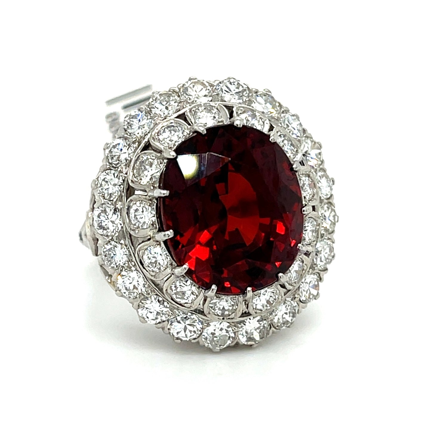 18.14ct Spessartite Garnet Ring Platinum 4ct Diamond