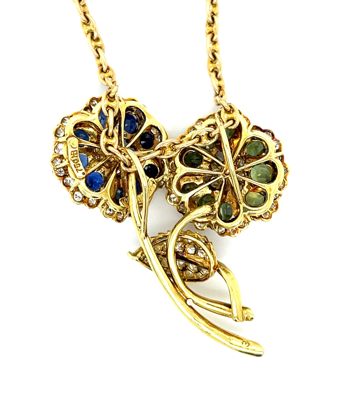 Hammerman Brothers Entwined Flower 18KY Pendant 10ct Sapphires 4.10ct Diamonds