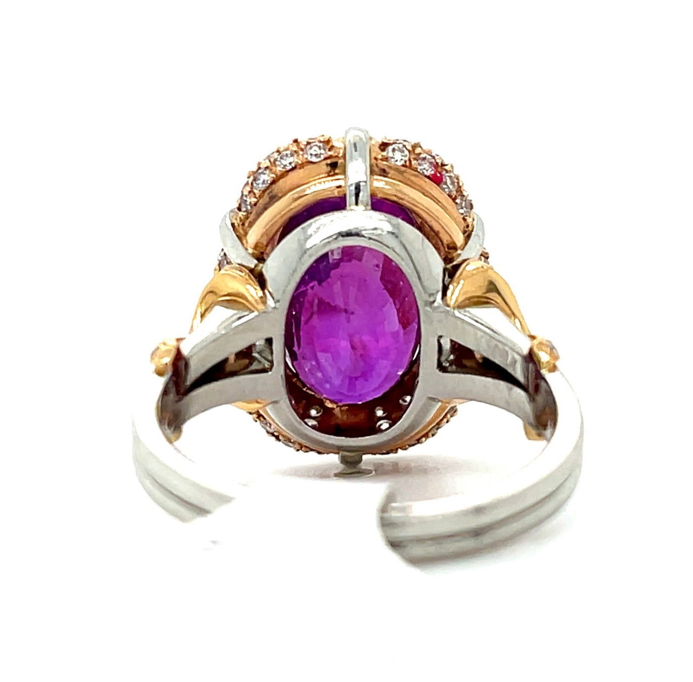 9.12ct GIA Intense Pinkish Purple Sapphire Platinum+18KY Ring