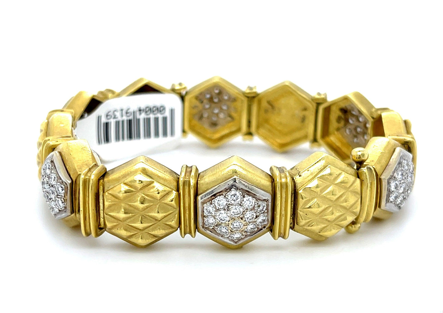 2.50ct Diamond Bracelet 18KY (Vintage Circa 1960s) 67.68g 7"