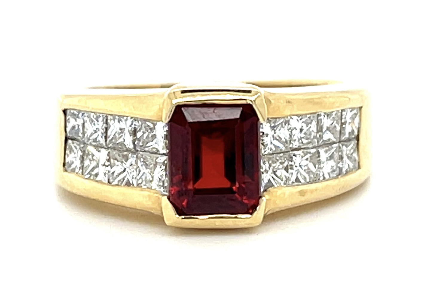 1.25ct Red Spinel 1ct Diamond 14KY Ring (Estate 1980s) 7g 5.50 Size