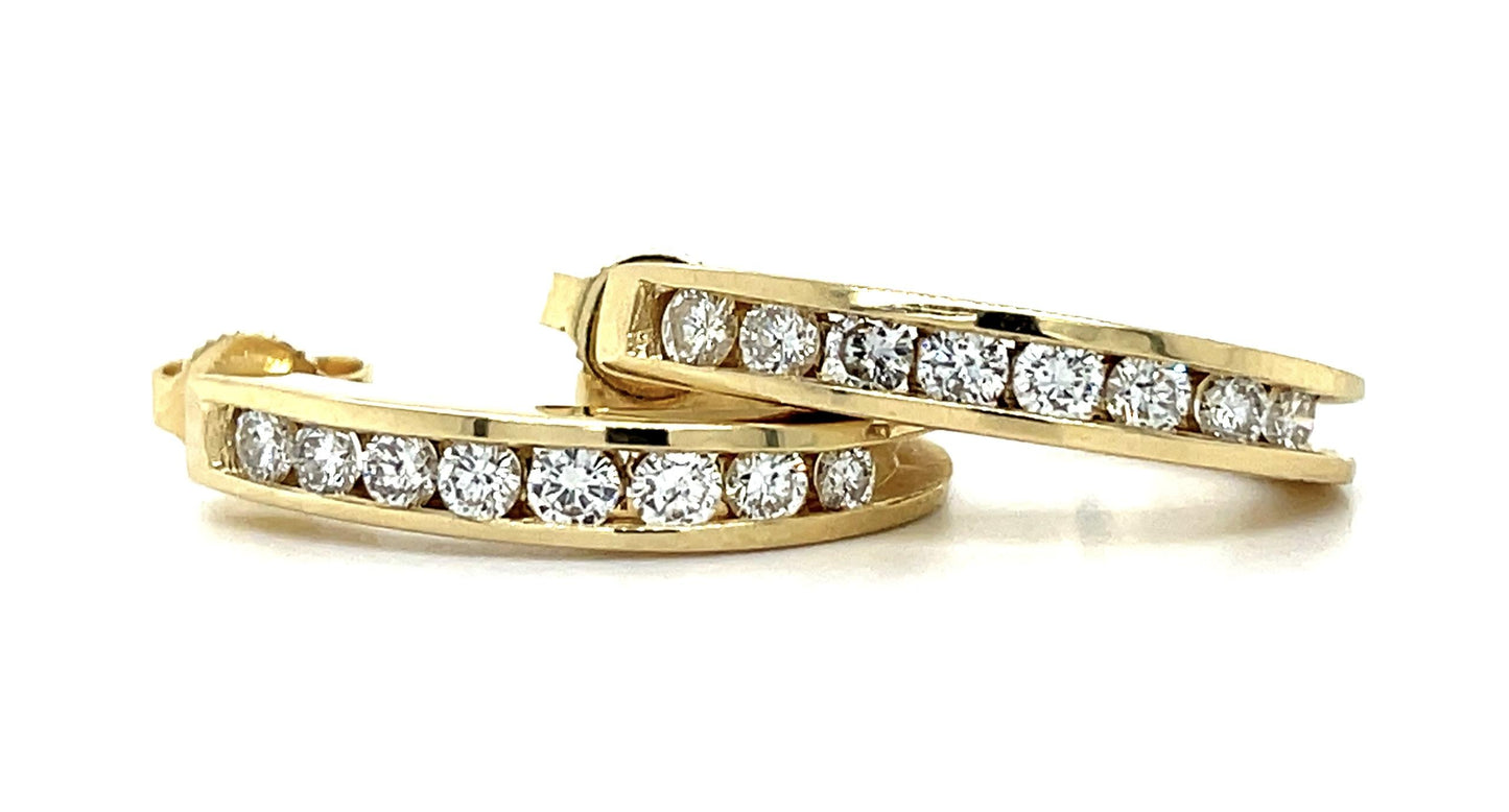 1.28ct Diamonds 14KY Hoop Earrings 7/8" 5.61g