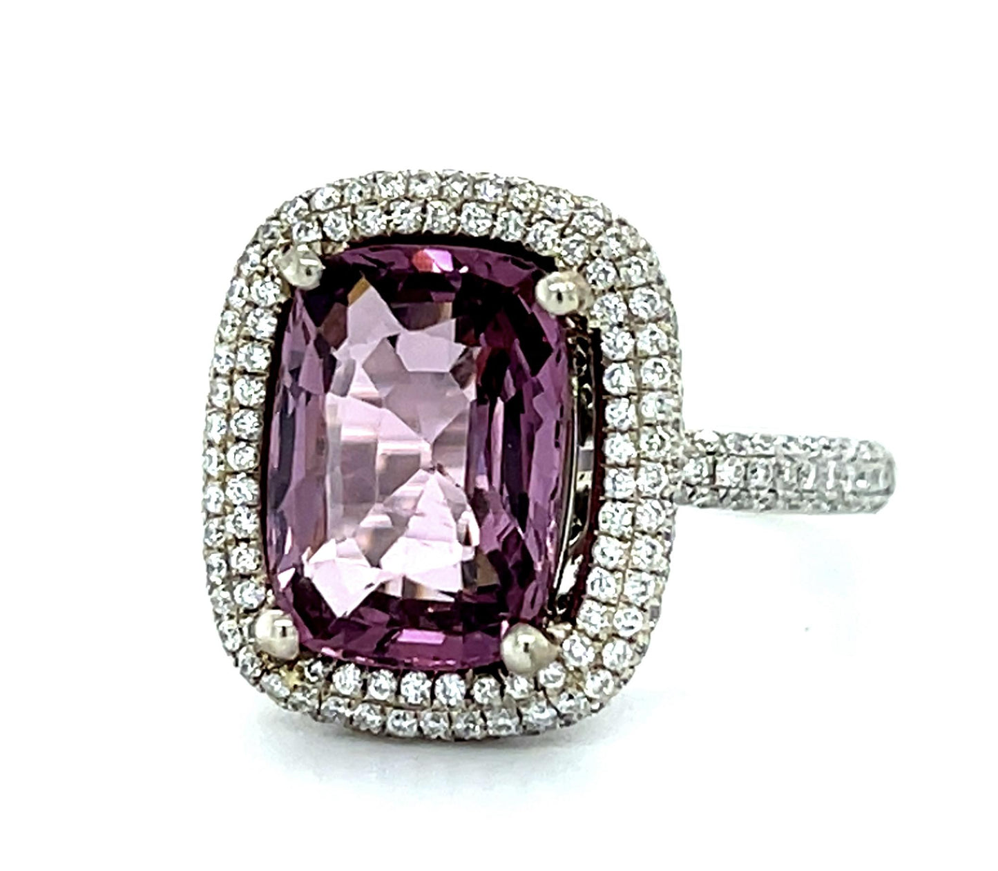 4.13ct Pink Spinel .78ct Diamond 18KW Estate Ring 6.12g 6 Size