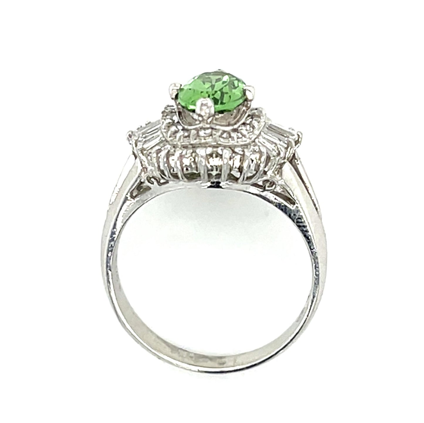 1.35ct Oval Tsavorite .51ct Diamond Platinum Ring 6.68g 5.50 Size