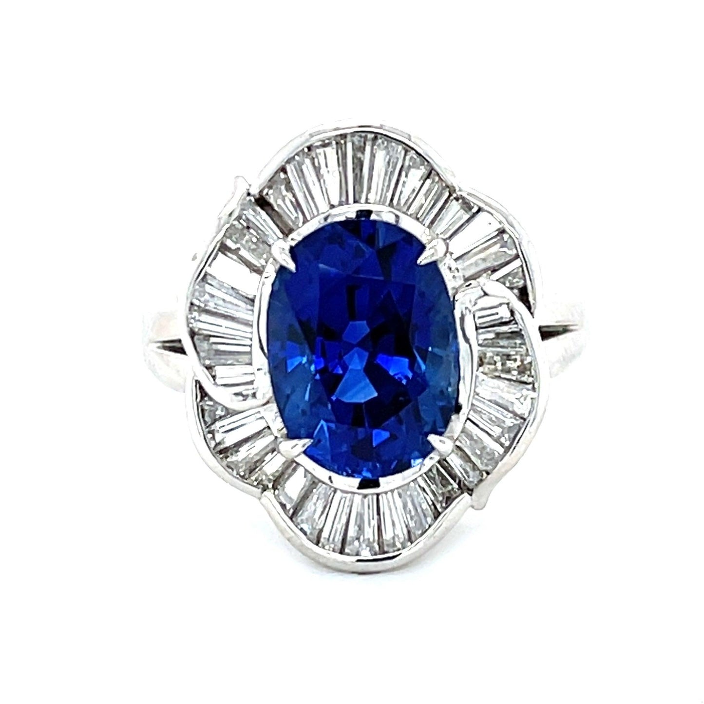 4.20ct GIA Heated Sri Lanka Sapphire .88ct Diamonds Platinum Estate Ring
